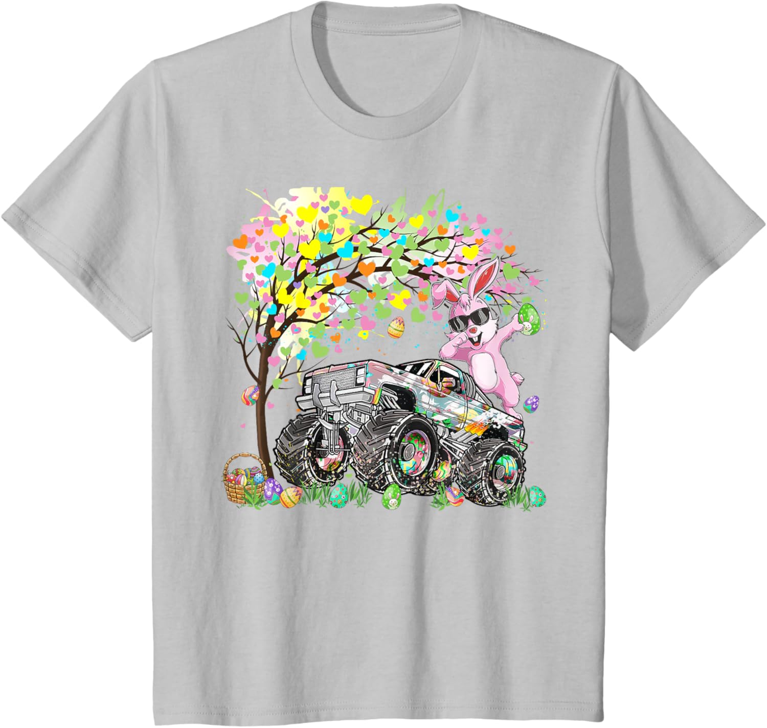 Kids Dabbing Easter Bunny Egg Hunting Monster Truck Lovers Boys T-Shirt