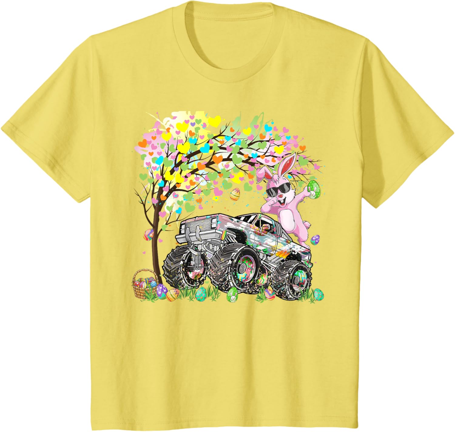 Kids Dabbing Easter Bunny Egg Hunting Monster Truck Lovers Boys T-Shirt