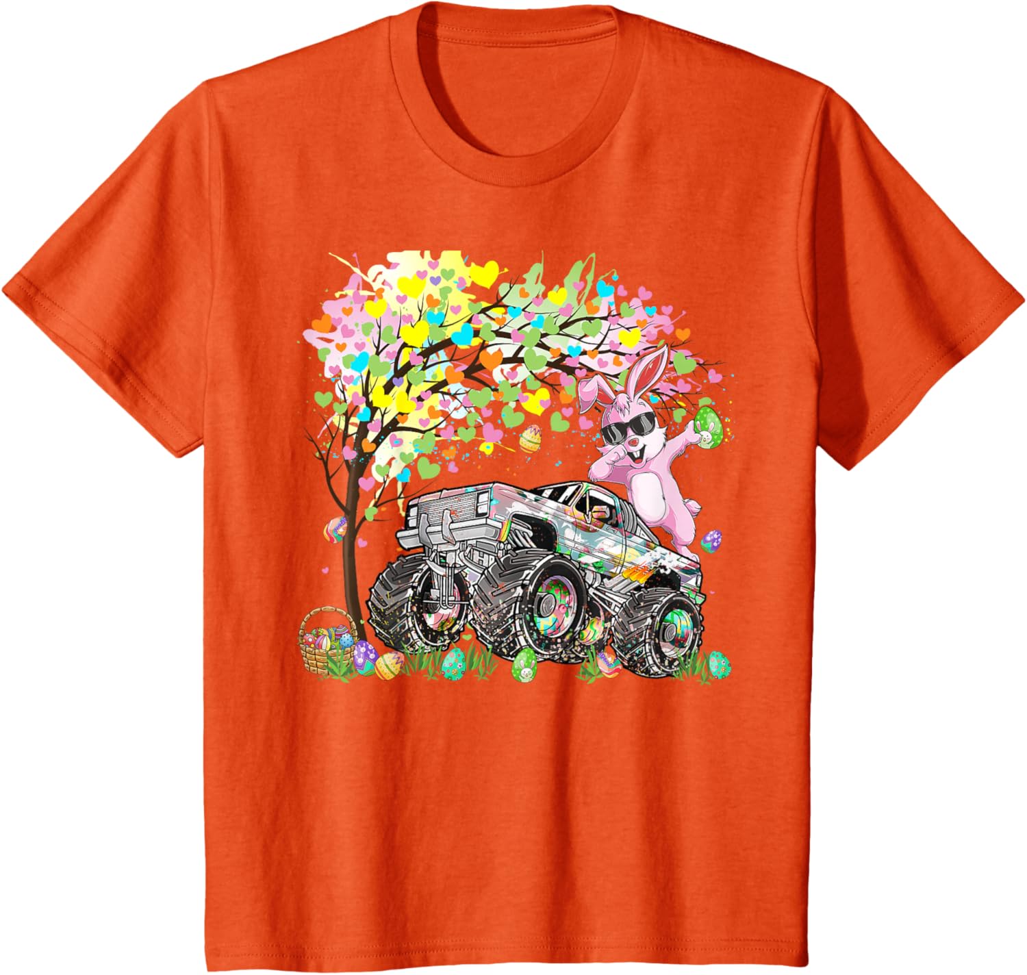 Kids Dabbing Easter Bunny Egg Hunting Monster Truck Lovers Boys T-Shirt