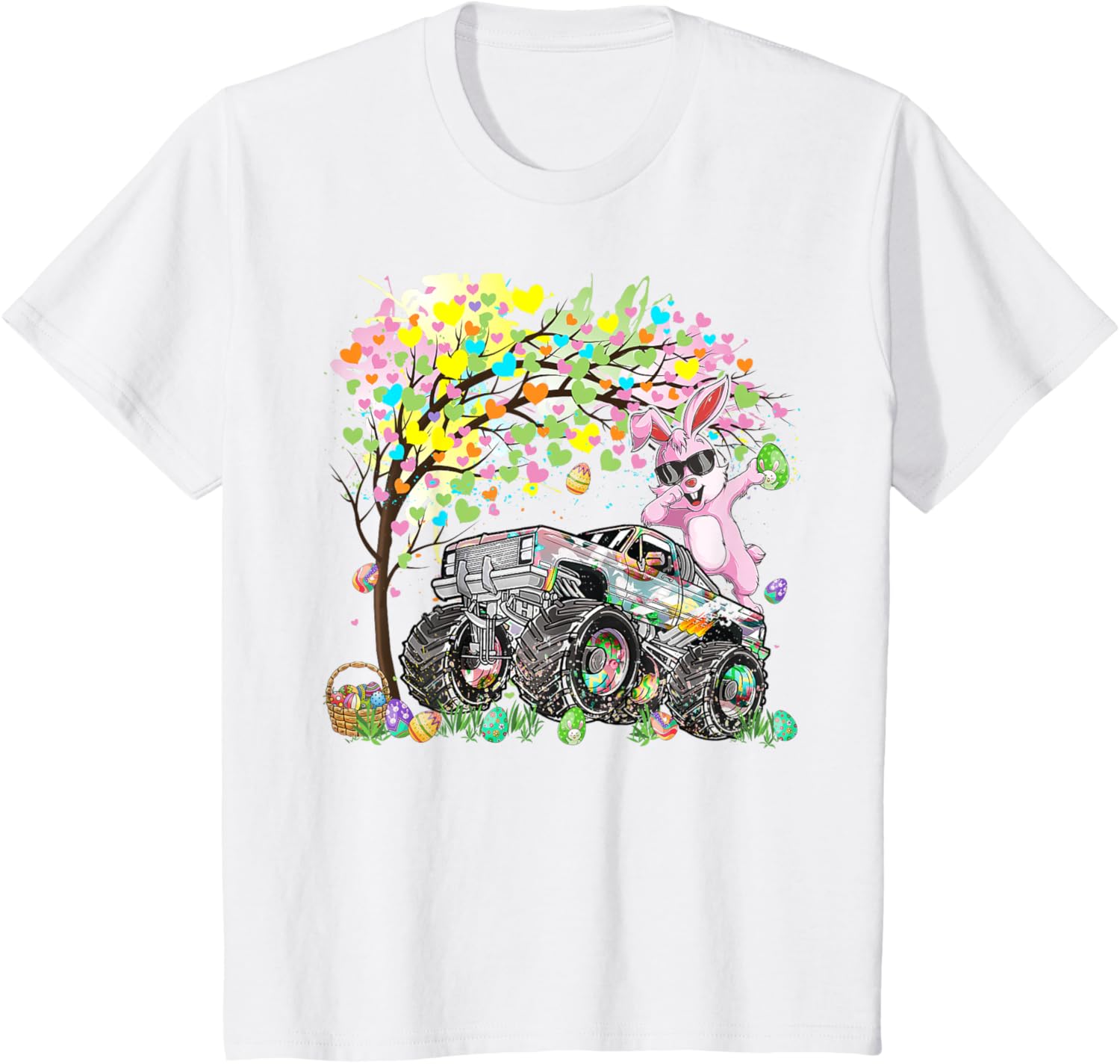 Kids Dabbing Easter Bunny Egg Hunting Monster Truck Lovers Boys T-Shirt