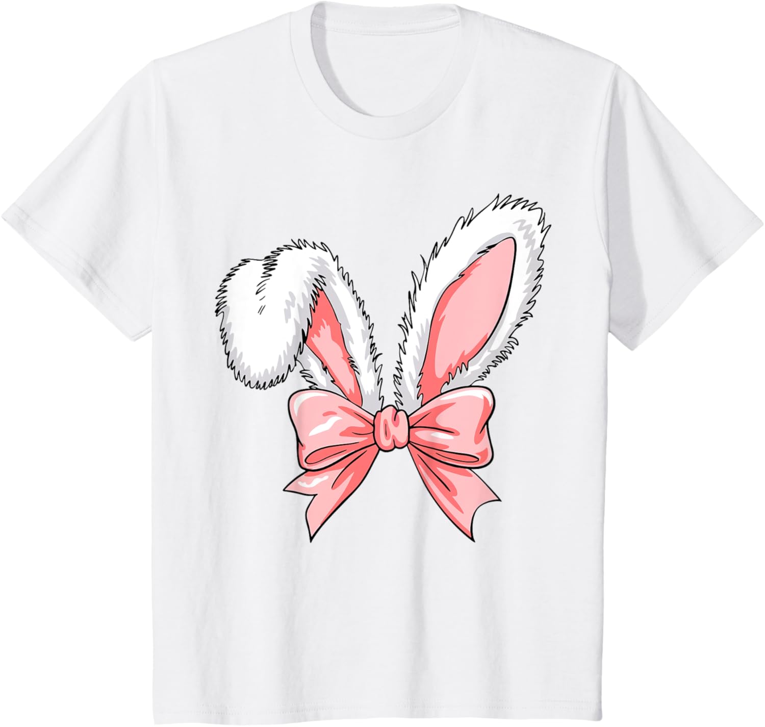 Kids Easter Bunny Ears Pink Coquette Bow Easter Day Women Girl T-Shirt