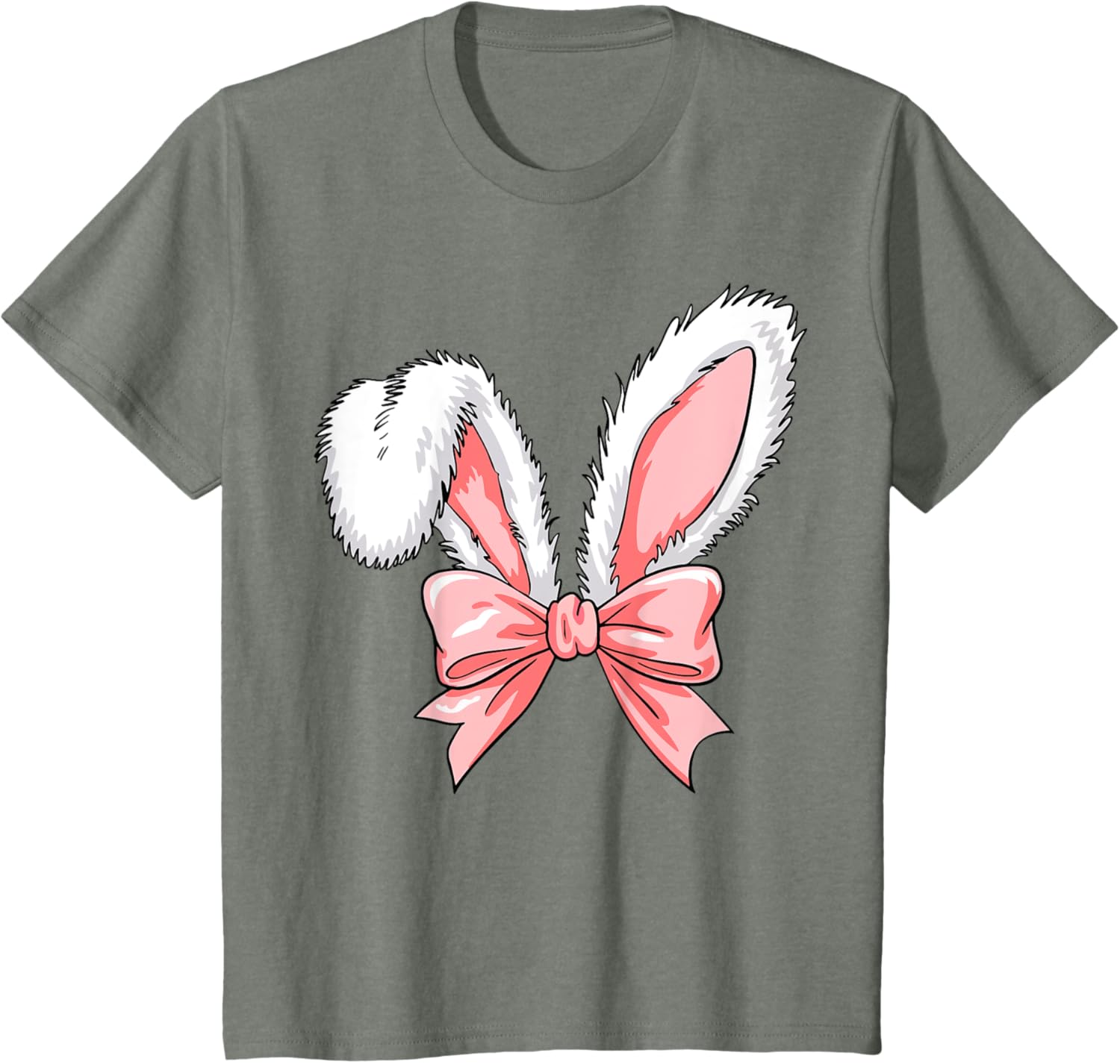 Kids Easter Bunny Ears Pink Coquette Bow Easter Day Women Girl T-Shirt