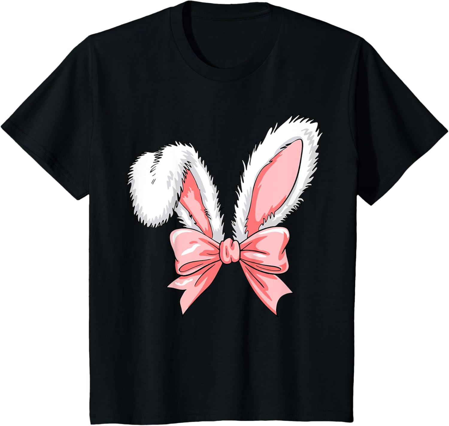 Kids Easter Bunny Ears Pink Coquette Bow Easter Day Women Girl T-Shirt