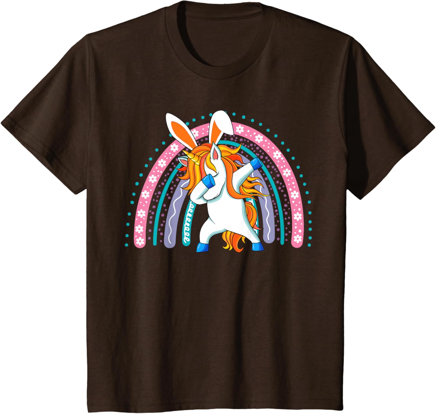 Kids Happy Easter Dabbing Unicorn Wearing Bunny Ears Dab Rainbow T-Shirt