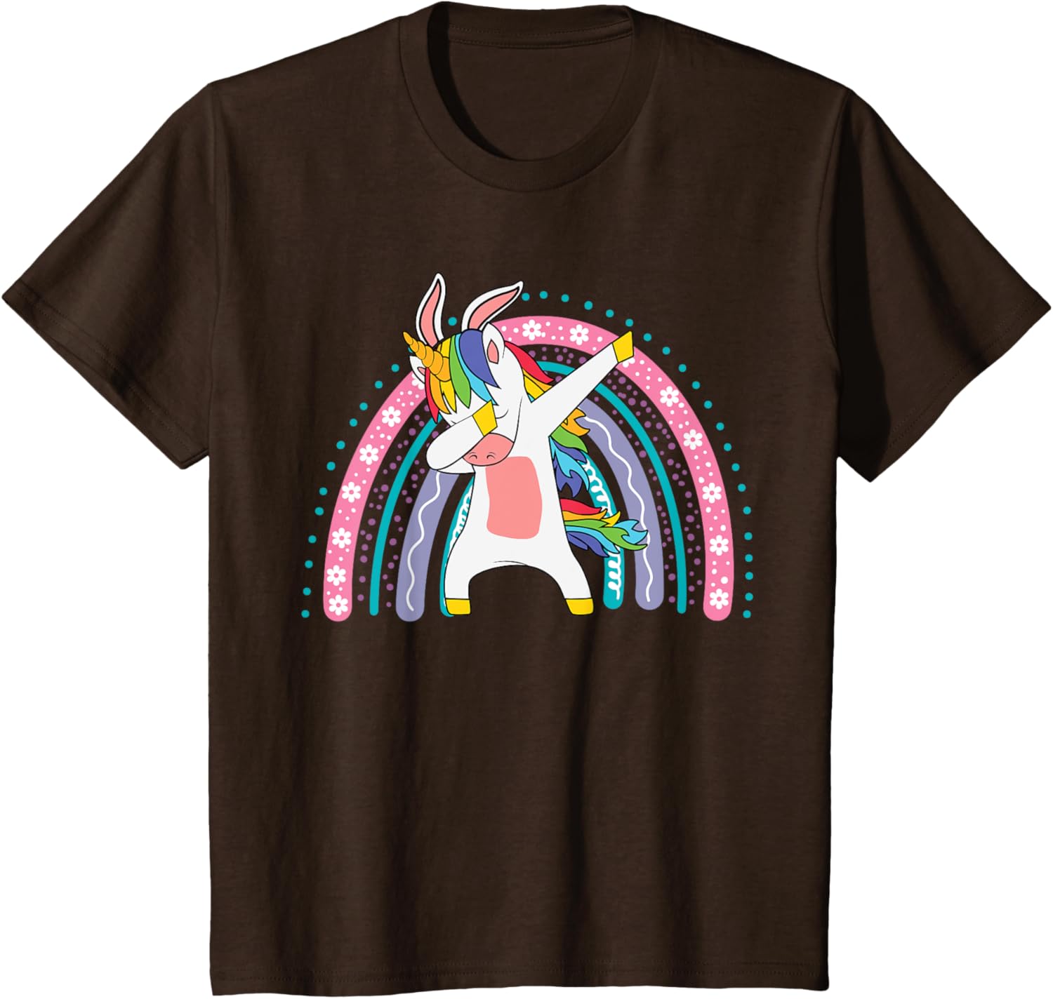 Kids Happy Easter Dabbing Unicorn Wearing Bunny Ears Dab Rainbow T-Shirt