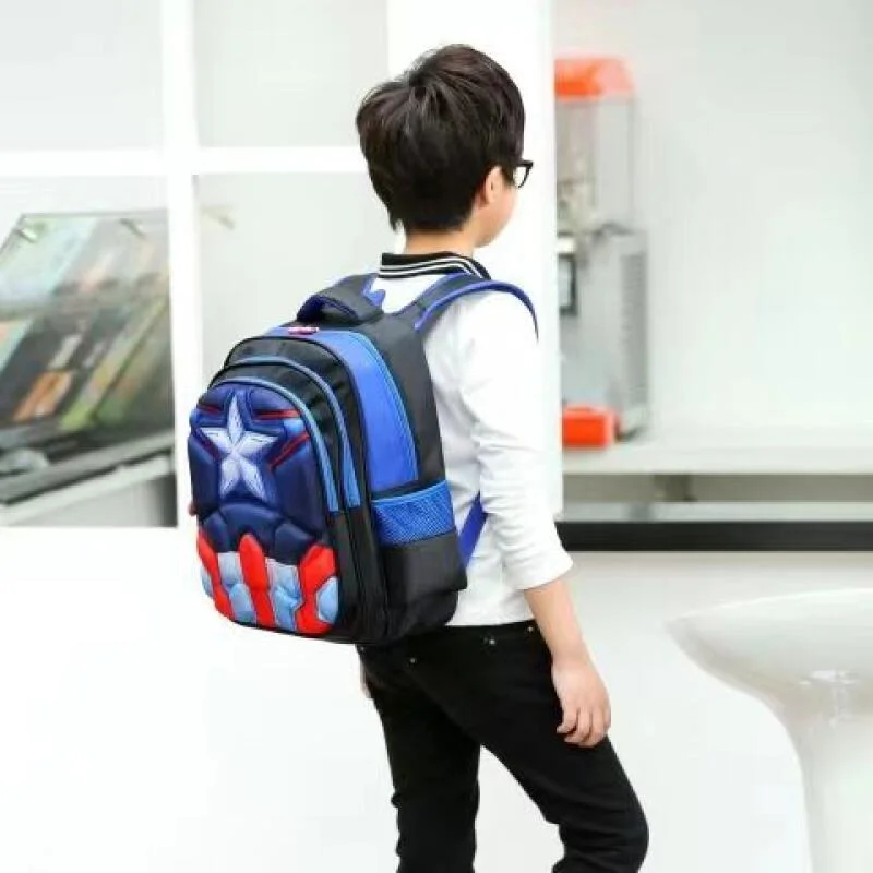 Kids Waterproof School Backpack - Lightweight Nylon Bag with 3 Compartments, Star Design, Ages 3 – 12