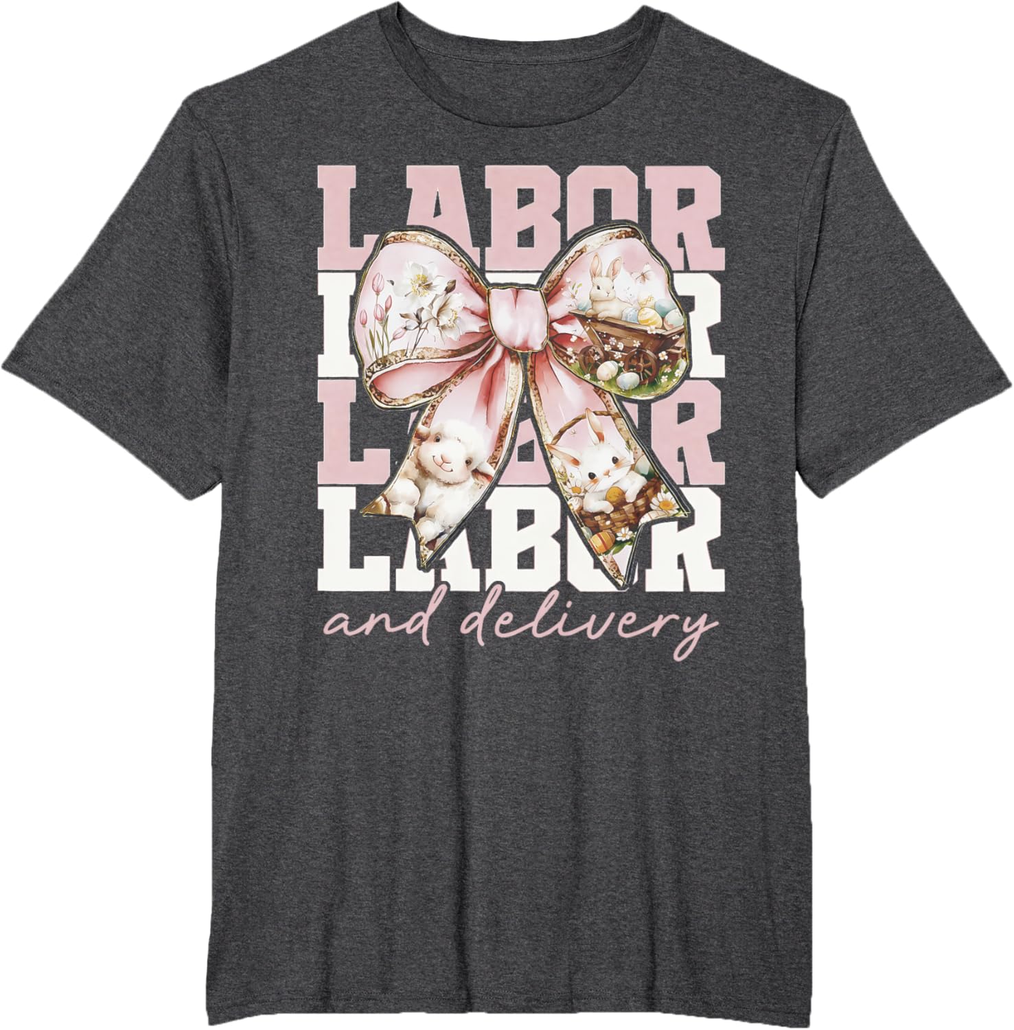 Labor and Delivery Nurse Easter Coquette Bow Baby Nurse L&D T-Shirt