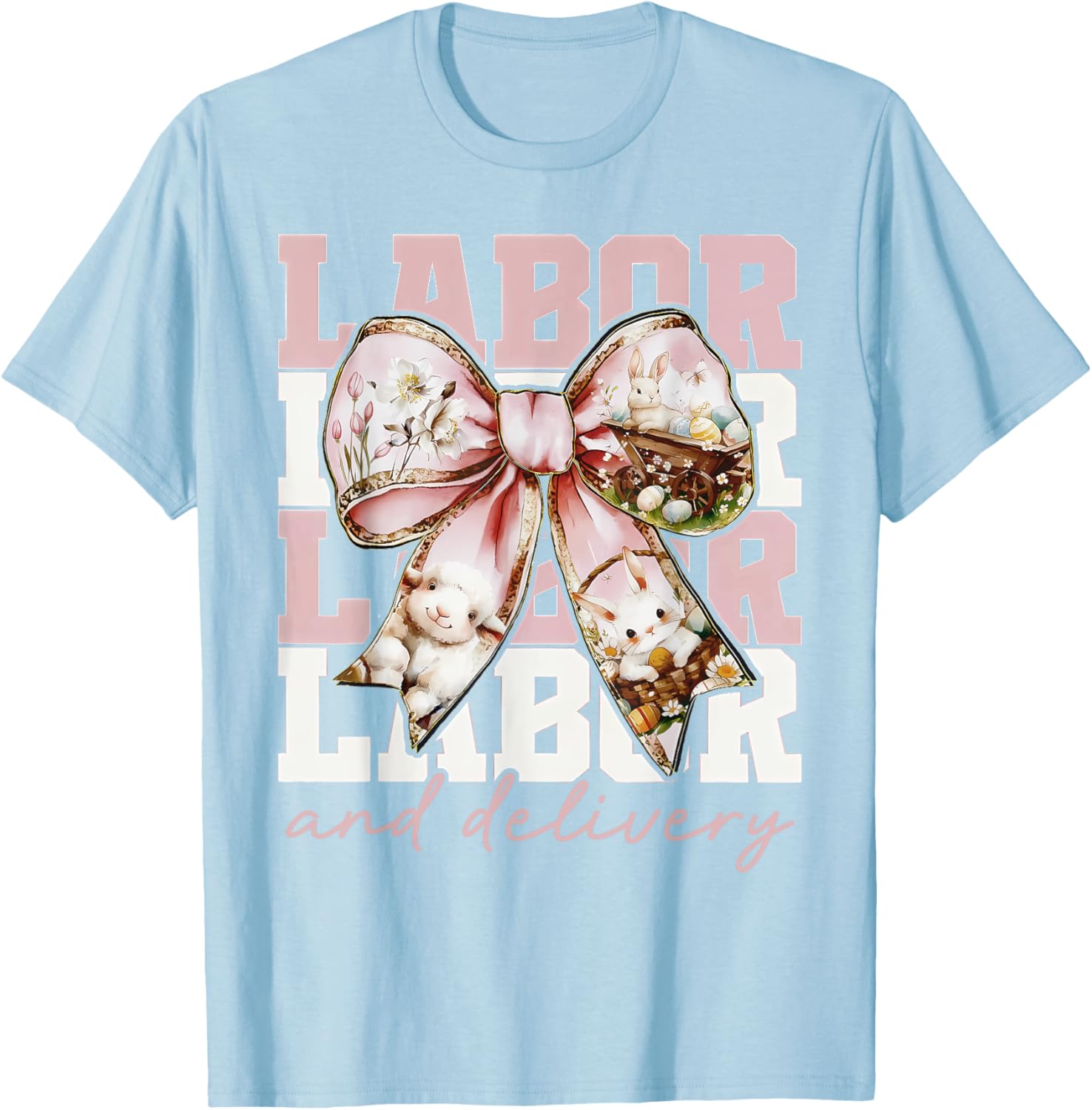 Labor and Delivery Nurse Easter Coquette Bow Baby Nurse L&D T-Shirt