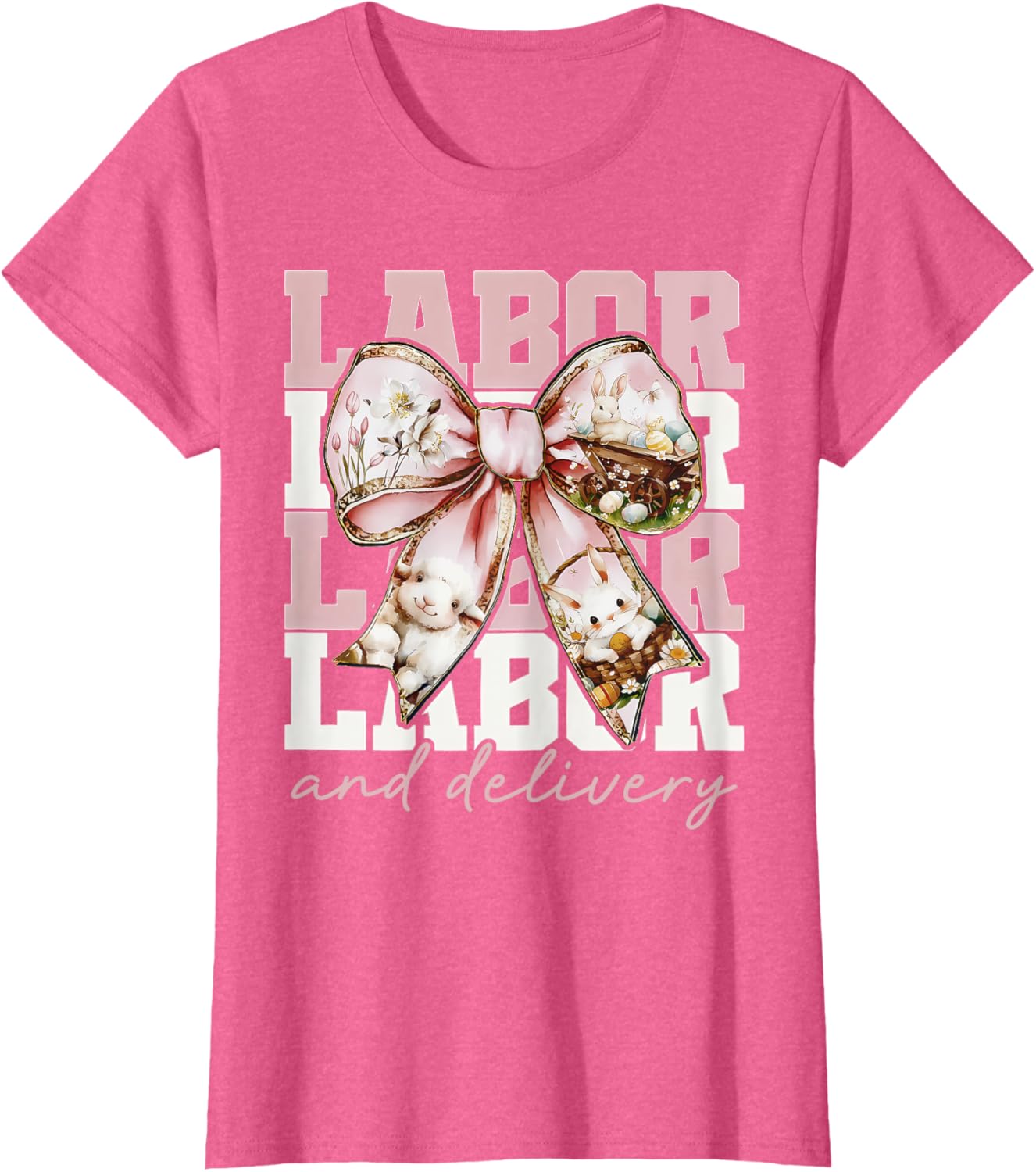 Labor and Delivery Nurse Easter Coquette Bow Baby Nurse L&D T-Shirt