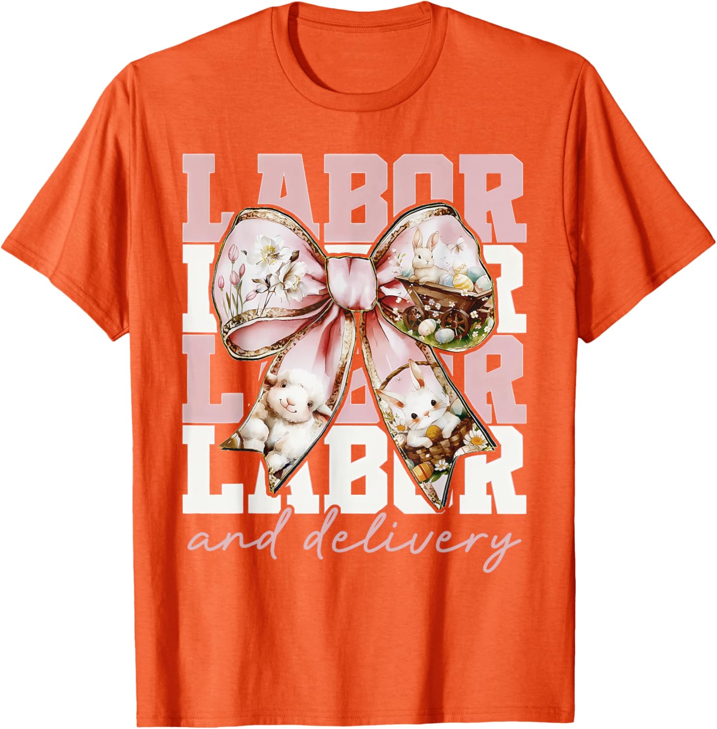 Labor and Delivery Nurse Easter Coquette Bow Baby Nurse L&D T-Shirt