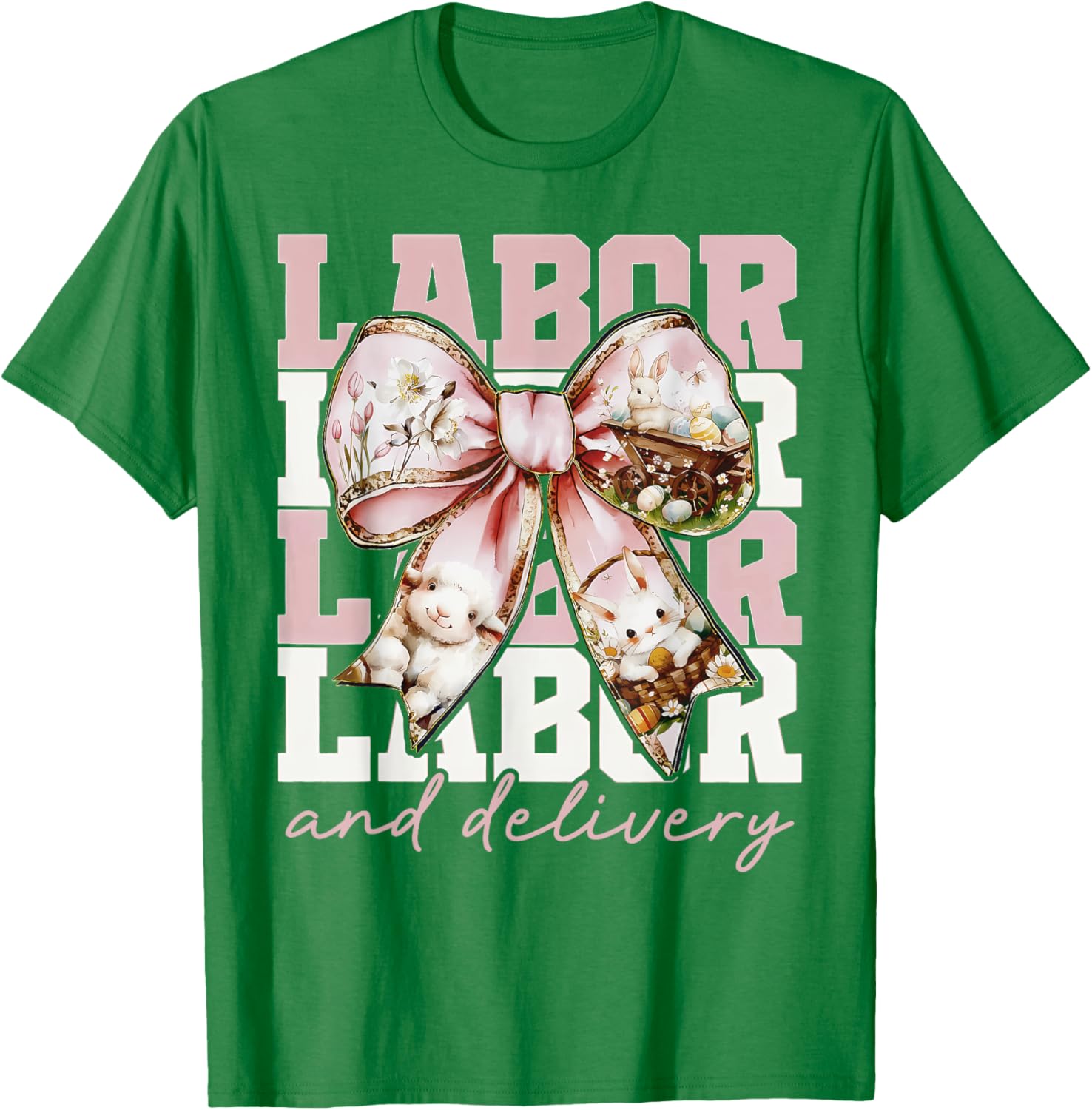 Labor and Delivery Nurse Easter Coquette Bow Baby Nurse L&D T-Shirt