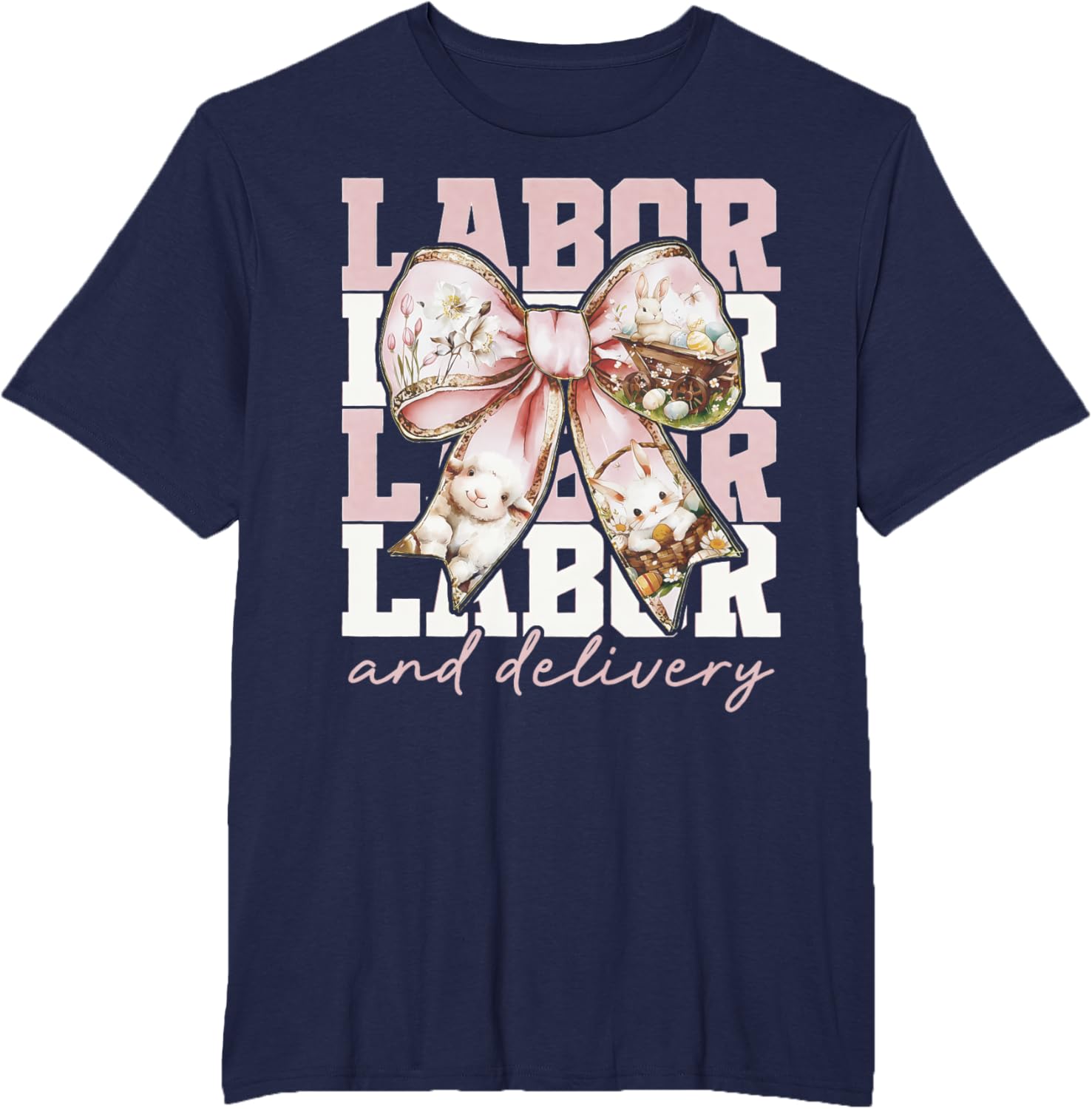 Labor and Delivery Nurse Easter Coquette Bow Baby Nurse L&D T-Shirt