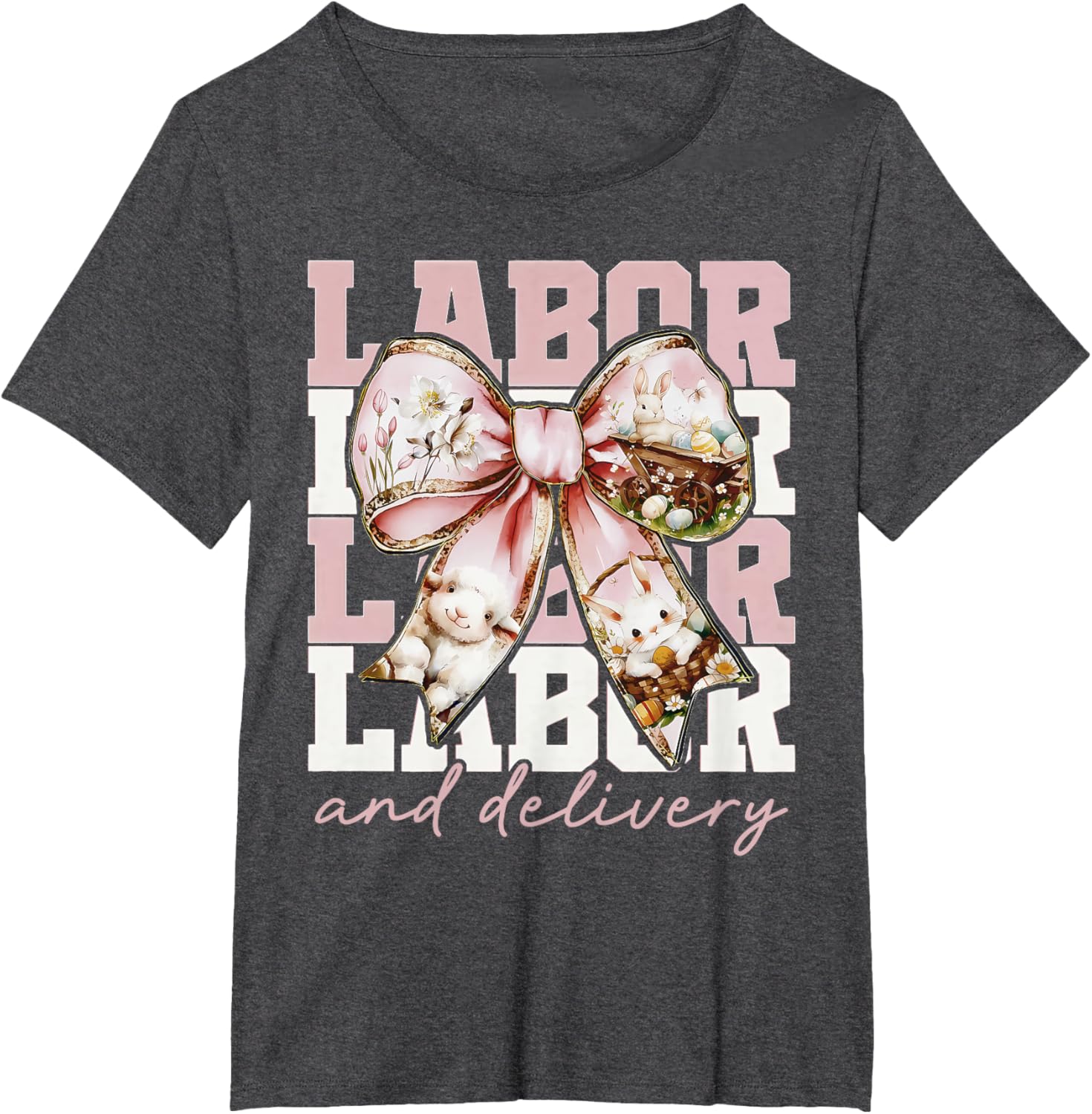 Labor and Delivery Nurse Easter Coquette Bow Baby Nurse L&D T-Shirt