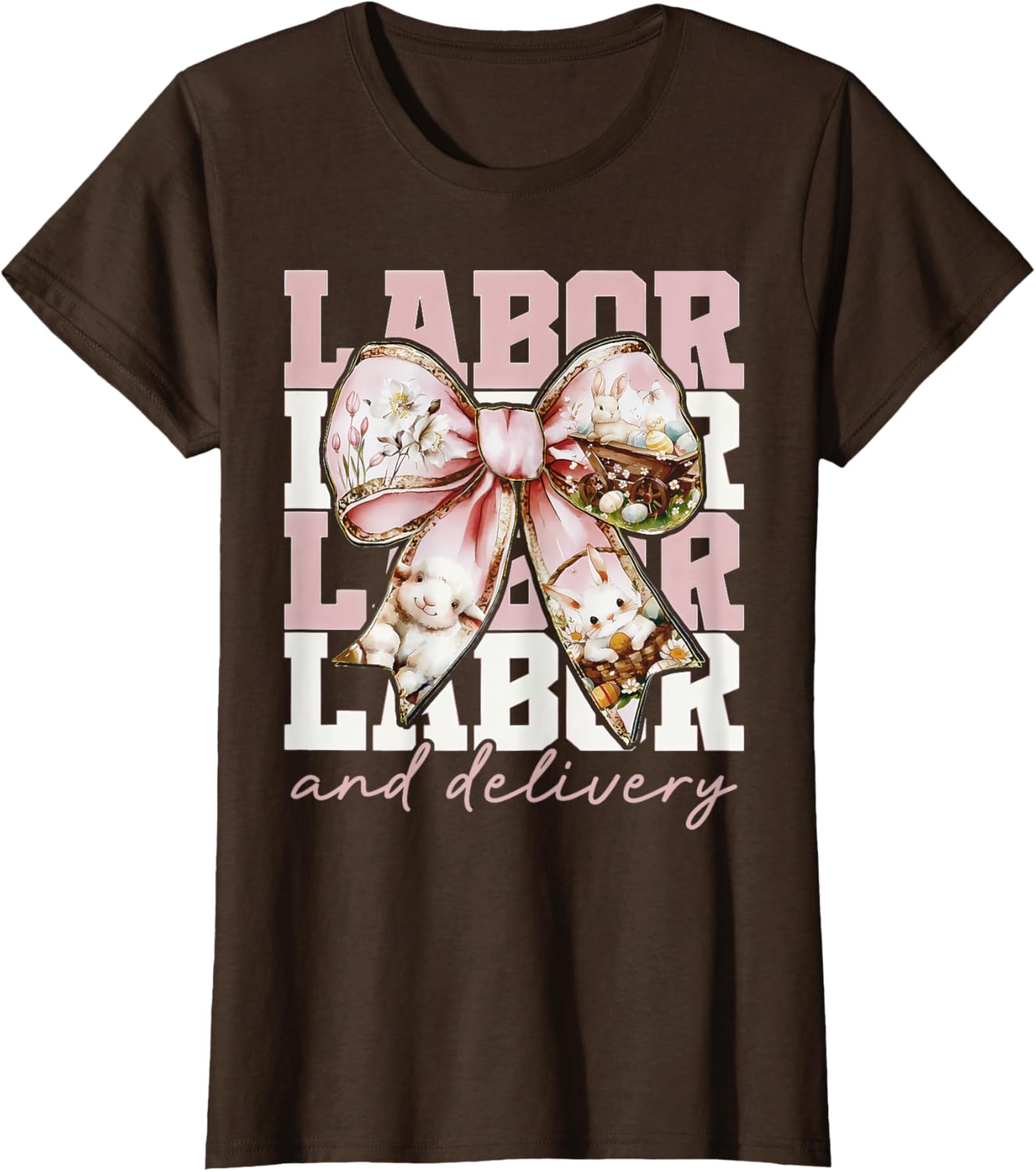 Labor and Delivery Nurse Easter Coquette Bow Baby Nurse L&D T-Shirt