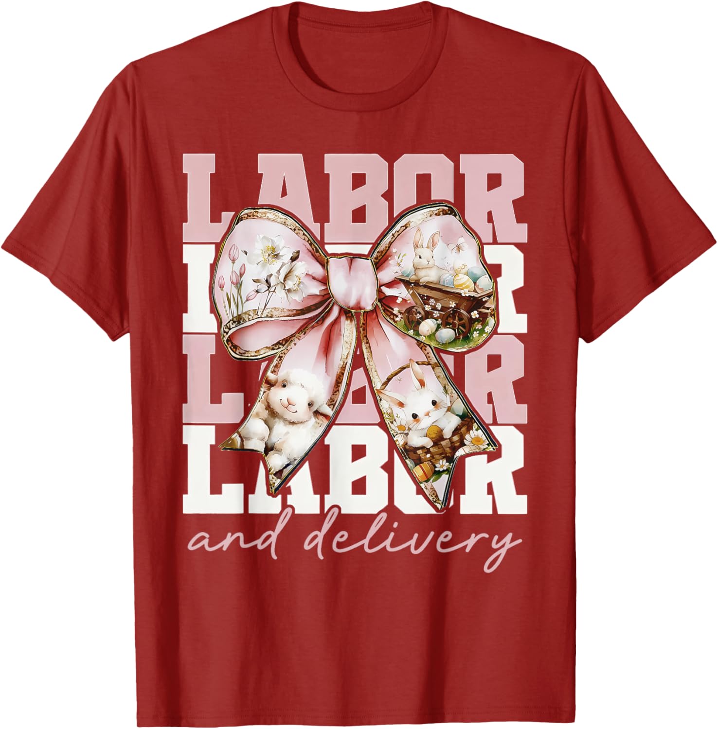 Labor and Delivery Nurse Easter Coquette Bow Baby Nurse L&D T-Shirt