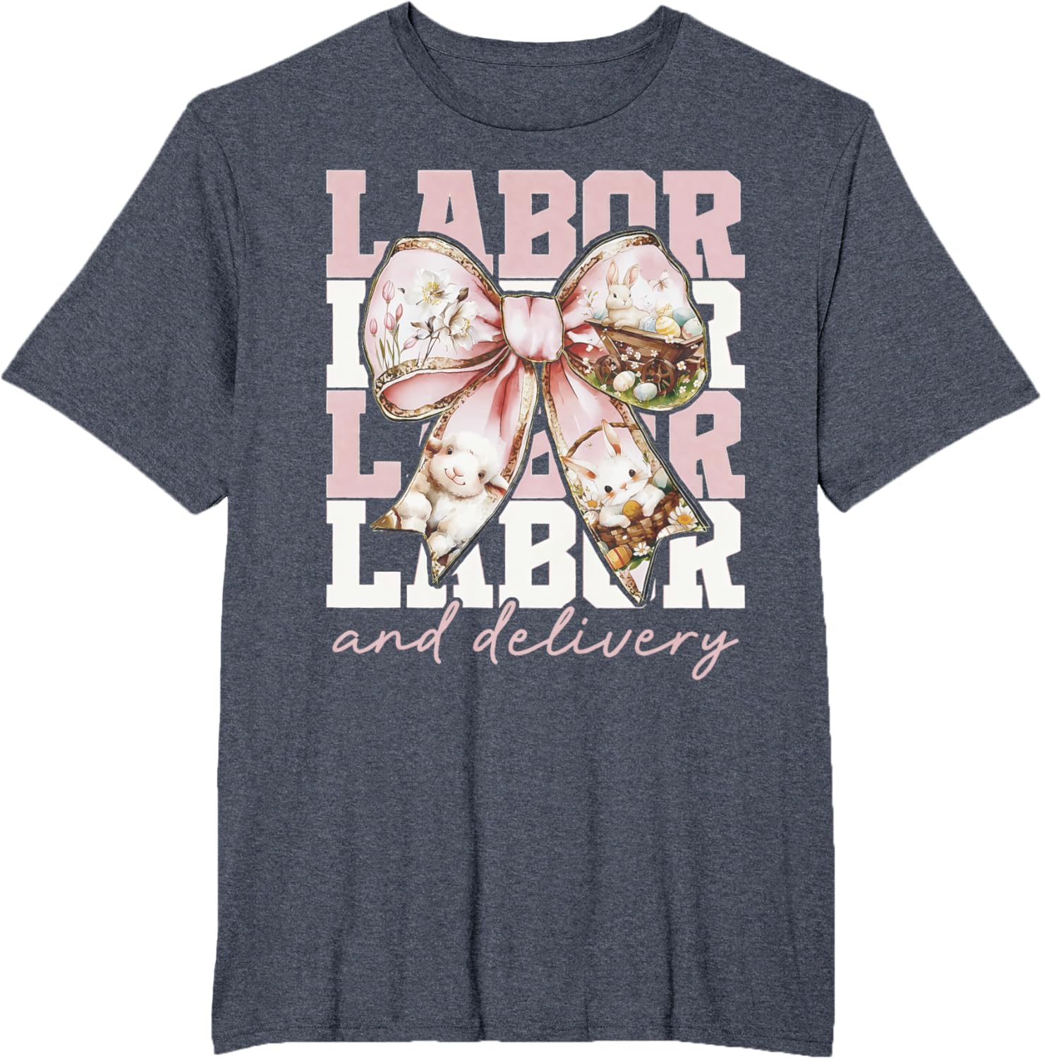 Labor and Delivery Nurse Easter Coquette Bow Baby Nurse L&D T-Shirt