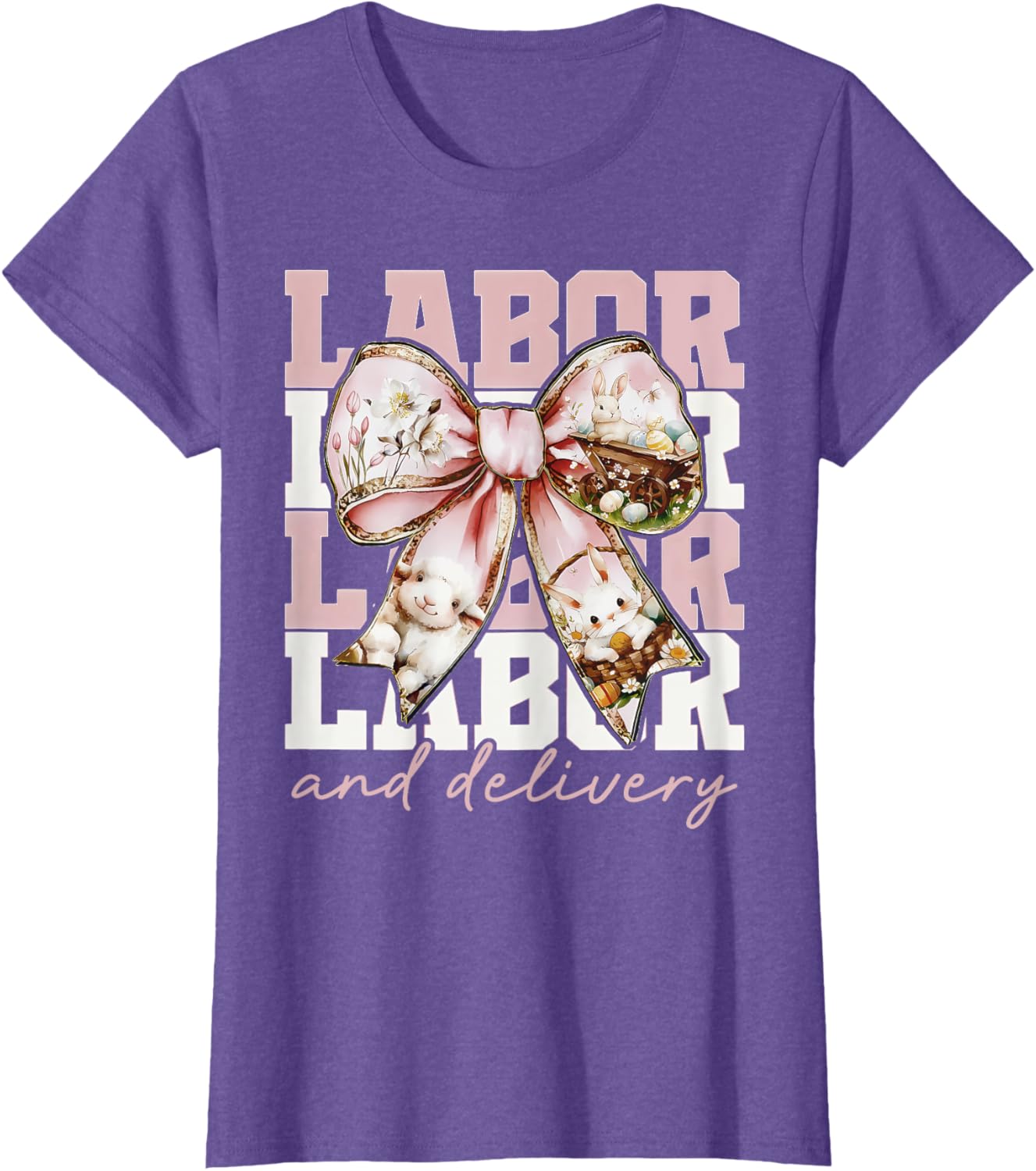 Labor and Delivery Nurse Easter Coquette Bow Baby Nurse L&D T-Shirt