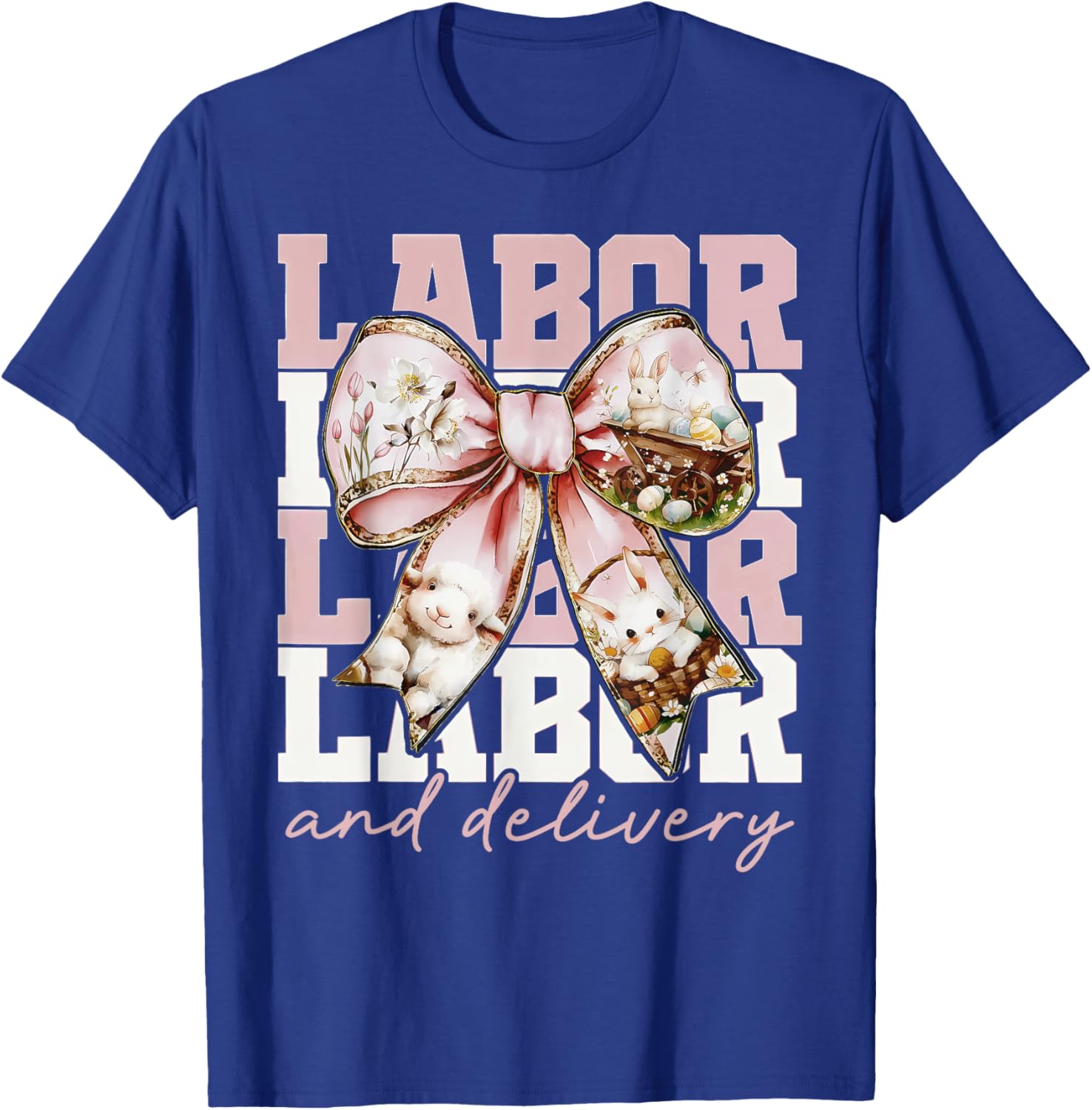 Labor and Delivery Nurse Easter Coquette Bow Baby Nurse L&D T-Shirt