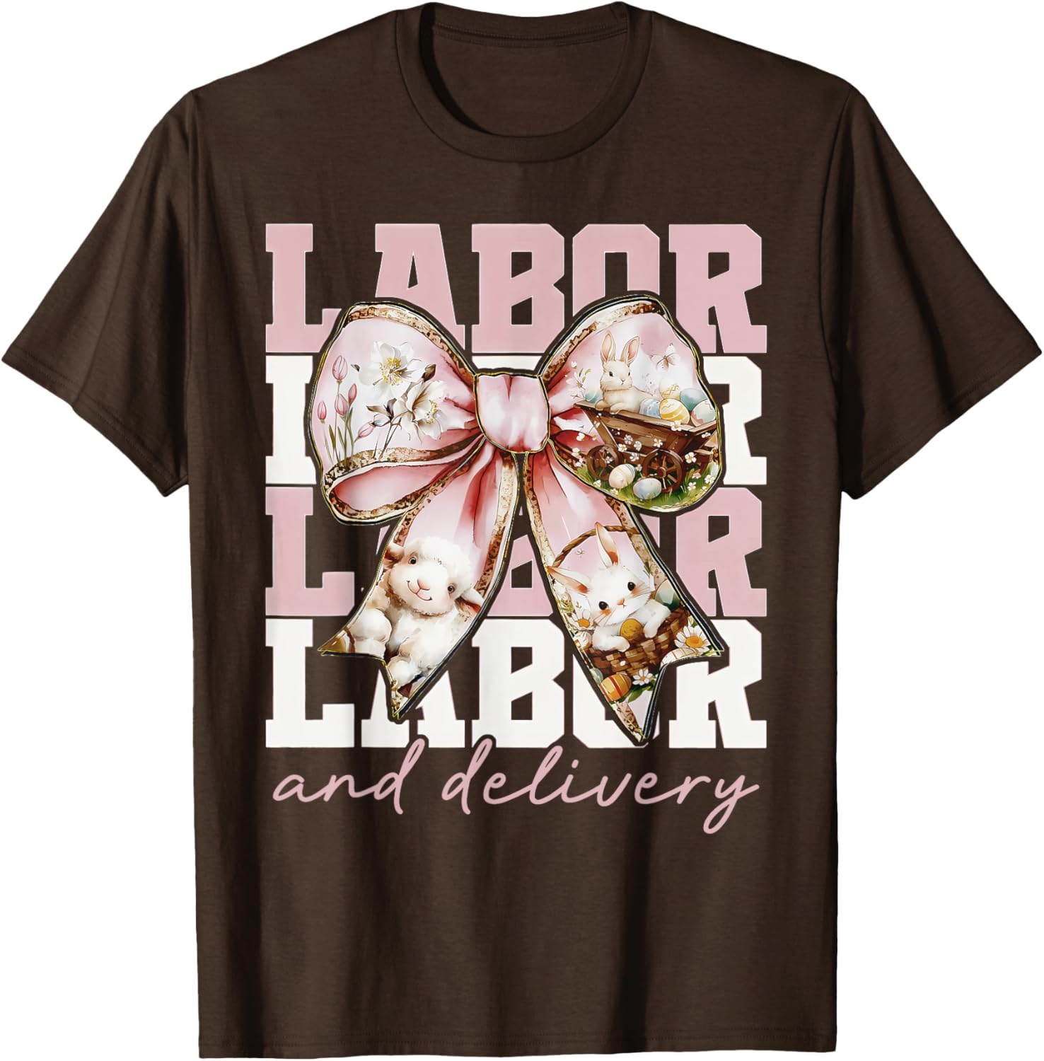 Labor and Delivery Nurse Easter Coquette Bow Baby Nurse L&D T-Shirt