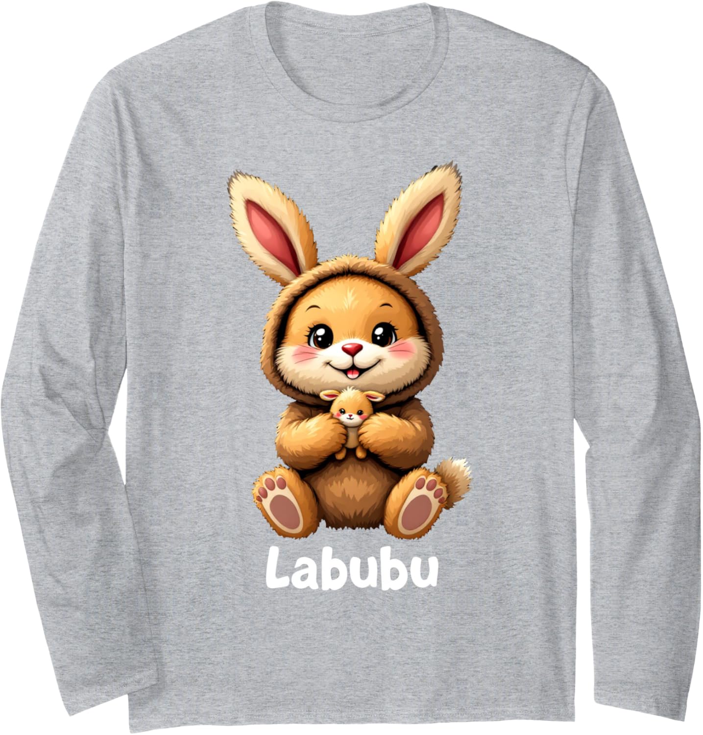 Labubu Cute Funny Monsters Brown Labubu Long Sleeve T-Shirt