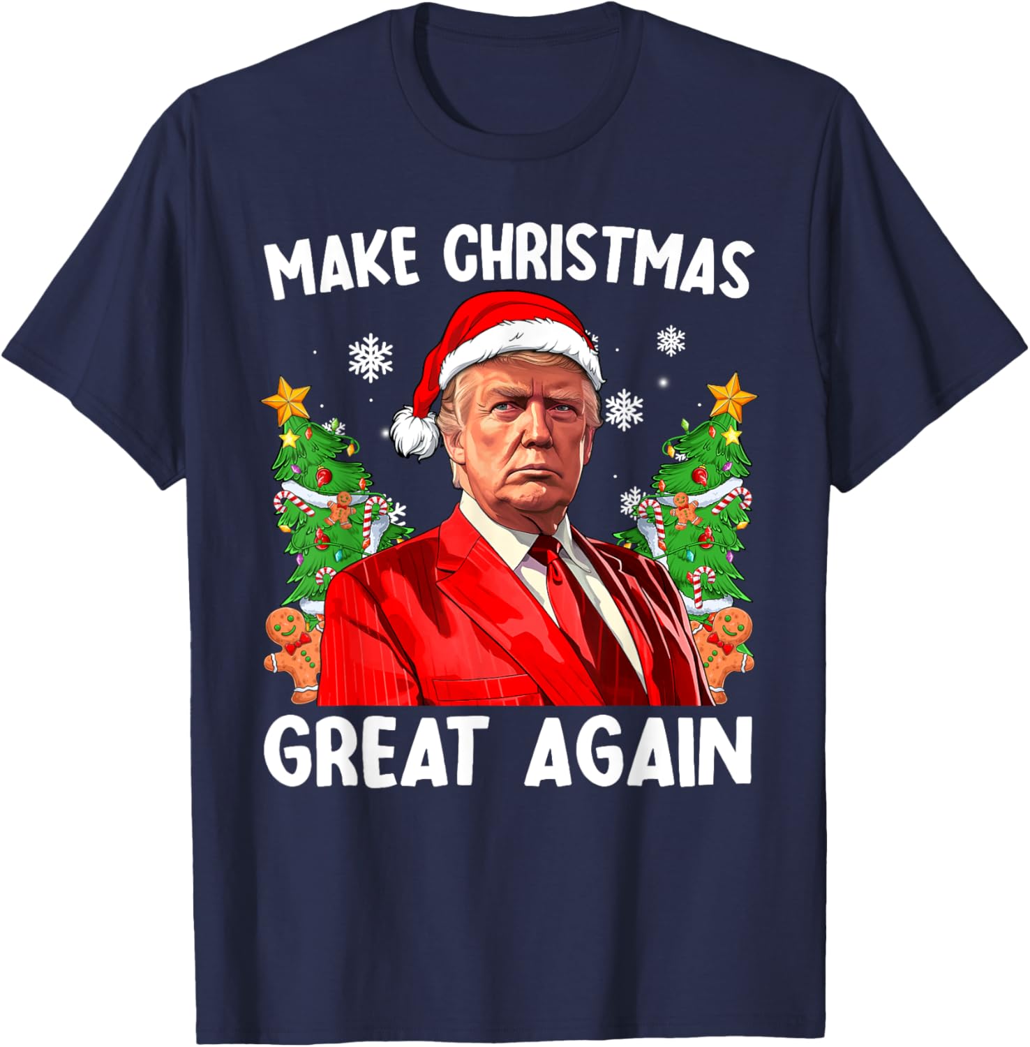 Make Christmas Great Again Funny Santa Trump 2024 Men Xmas T-Shirt