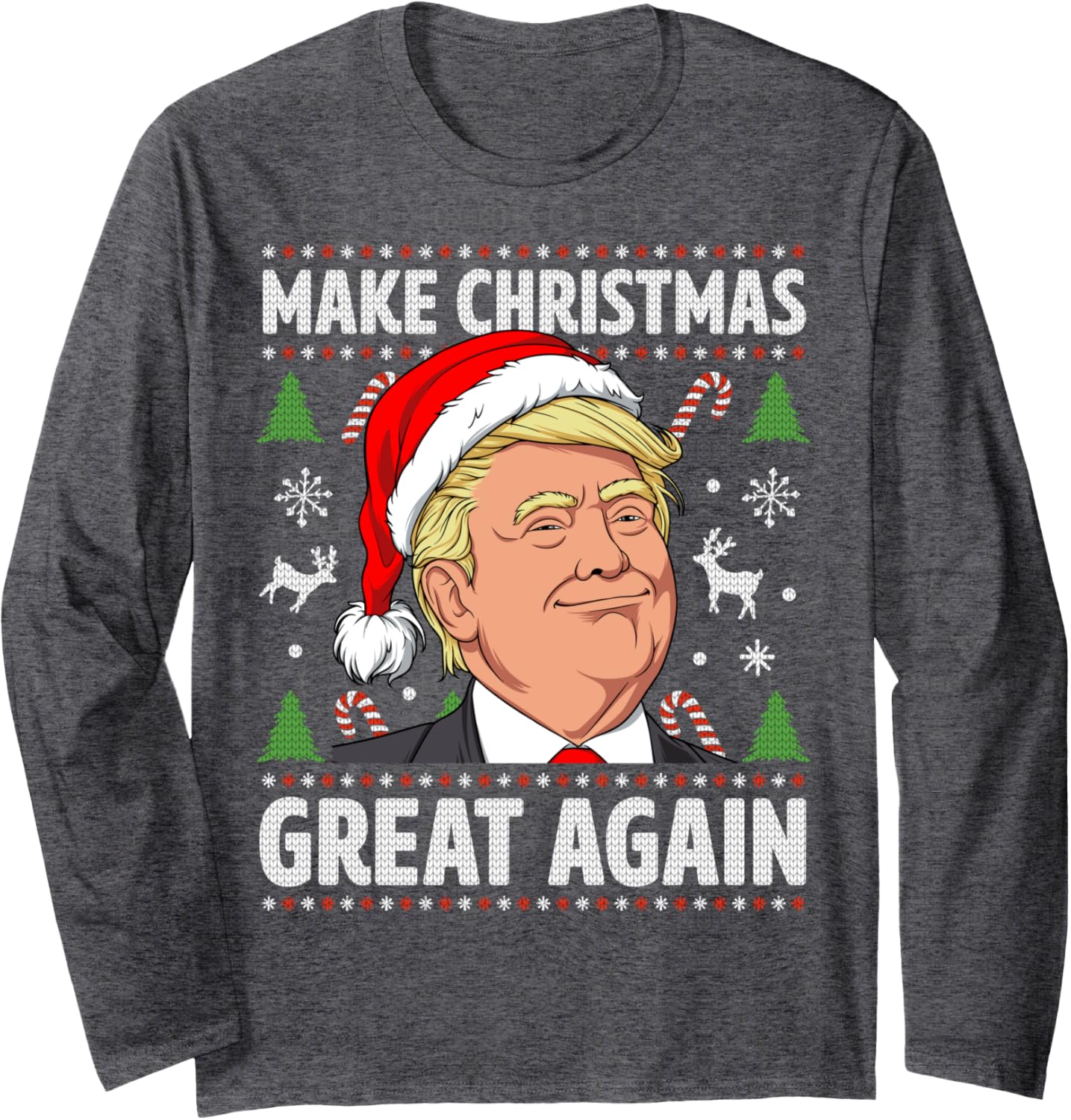 Make Christmas Great Again Funny Trump Ugly Christmas Men Long Sleeve T-Shirt