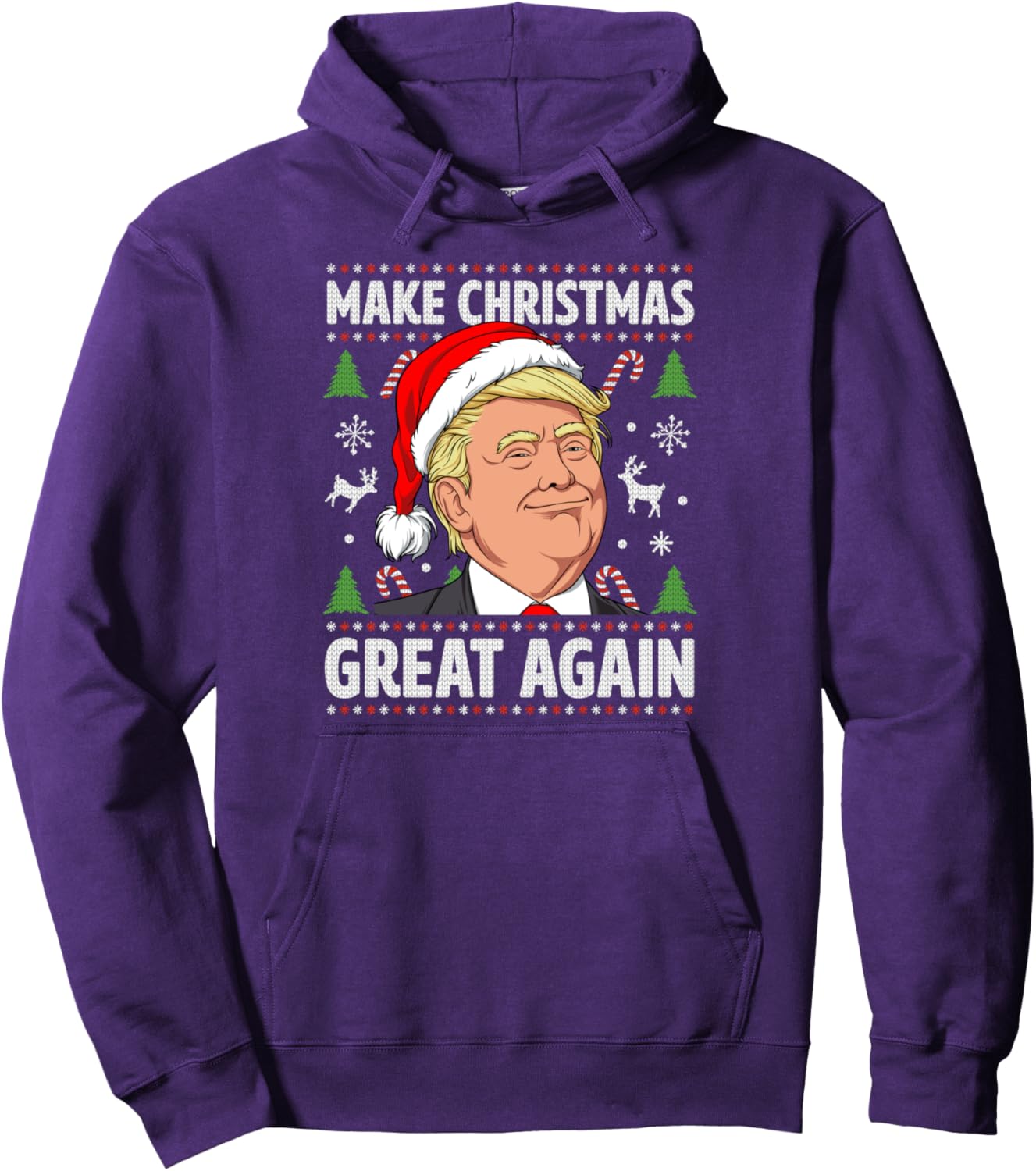 Make Christmas Great Again Funny Trump Ugly Christmas Men Pullover Hoodie