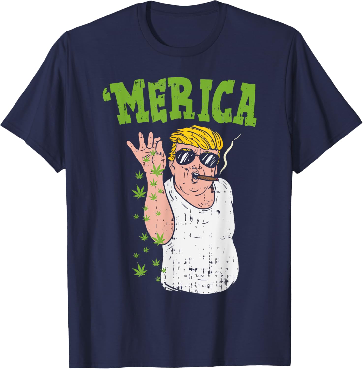 Merica Trump Bae Smoking Weed Cannabis Funny 420 Stoner Gift T-Shirt