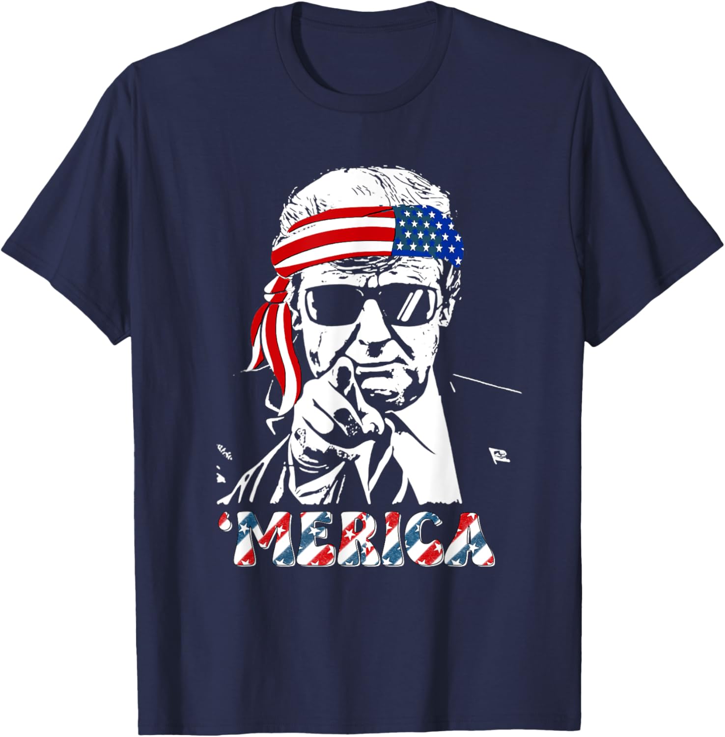 'MERICA TRUMP Happy 4th Of July Trump American Flag T-Shirt