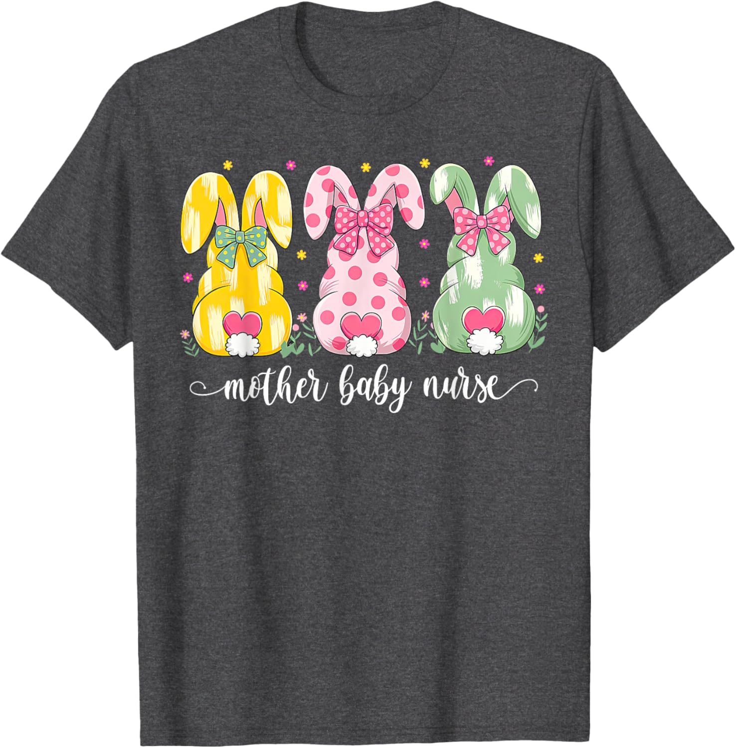 Mother Baby Nurse Bunny Coquette Bow Easter Postpartum Nurse T-Shirt