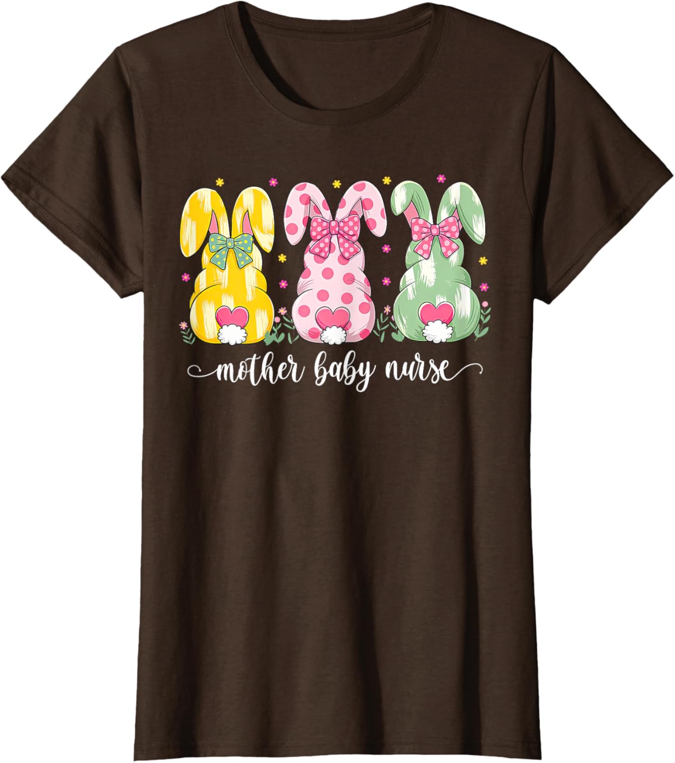 Mother Baby Nurse Bunny Coquette Bow Easter Postpartum Nurse T-Shirt