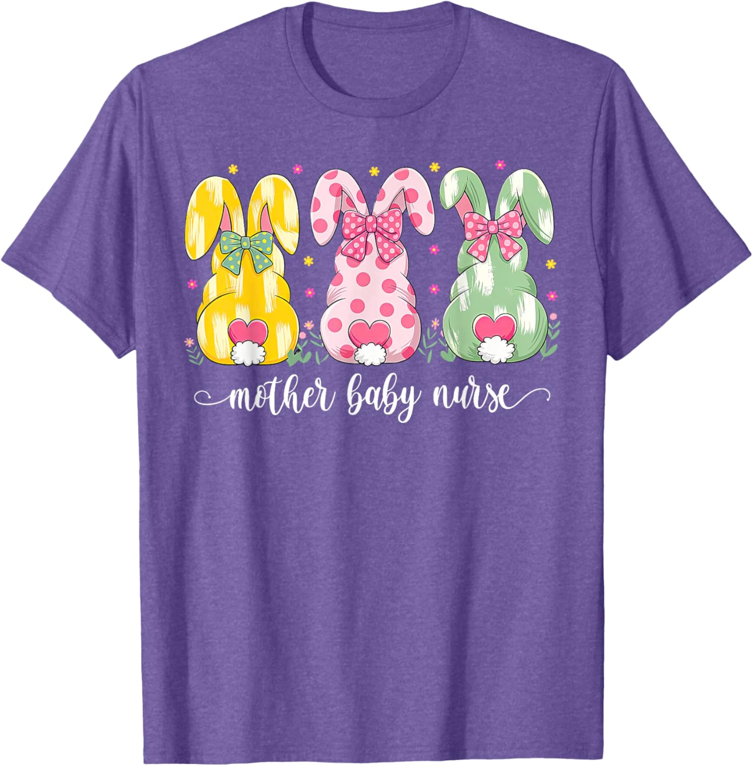 Mother Baby Nurse Bunny Coquette Bow Easter Postpartum Nurse T-Shirt