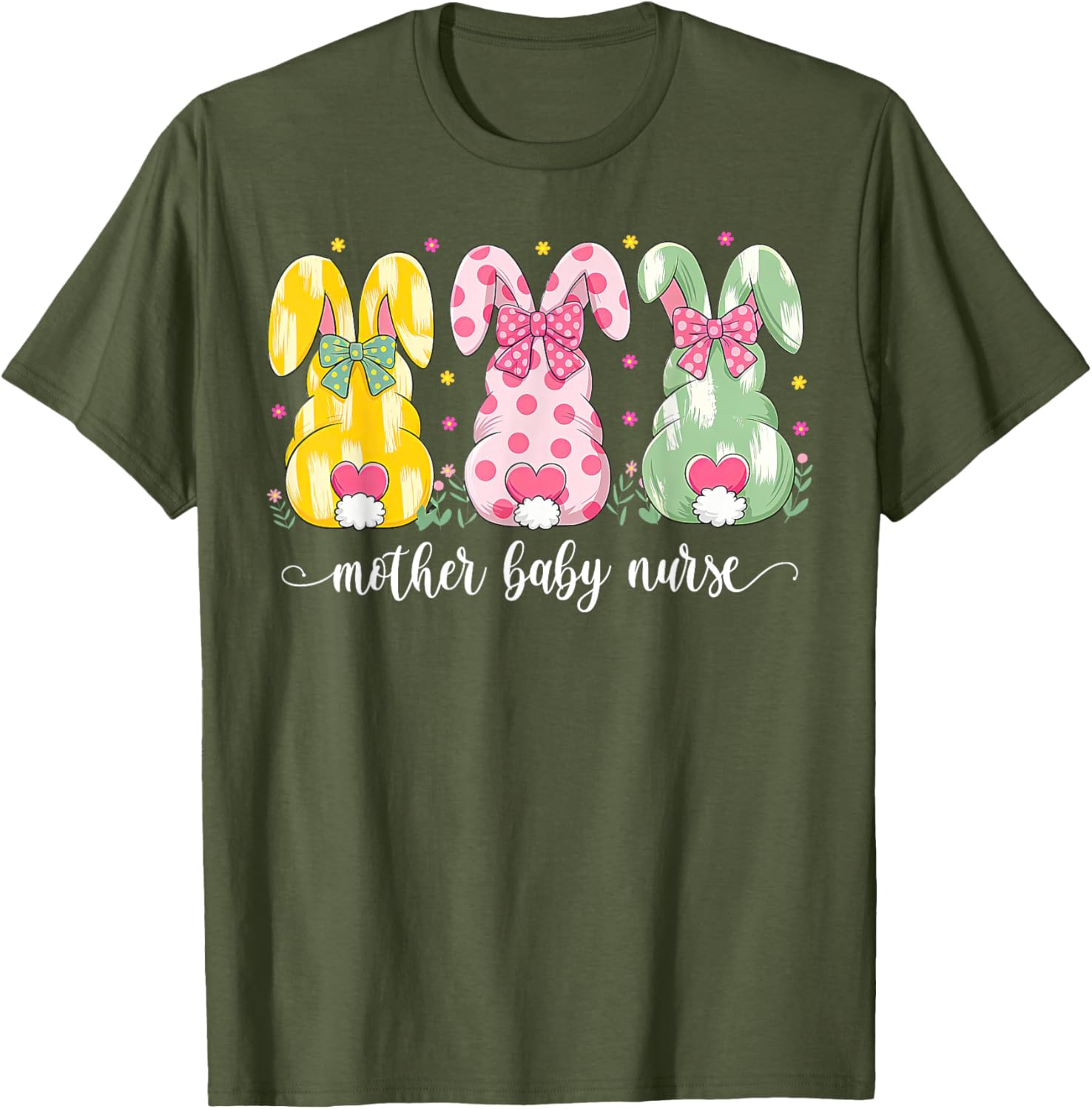 Mother Baby Nurse Bunny Coquette Bow Easter Postpartum Nurse T-Shirt