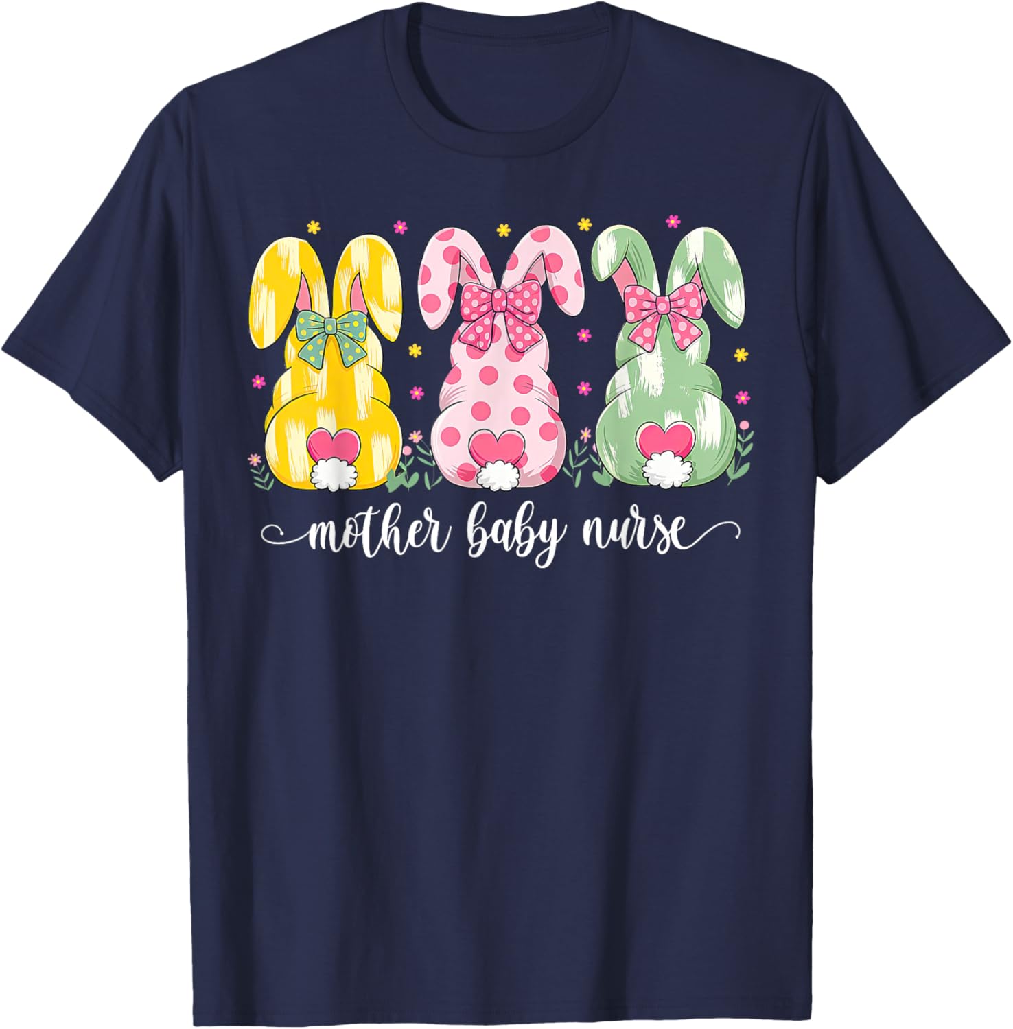 Mother Baby Nurse Bunny Coquette Bow Easter Postpartum Nurse T-Shirt