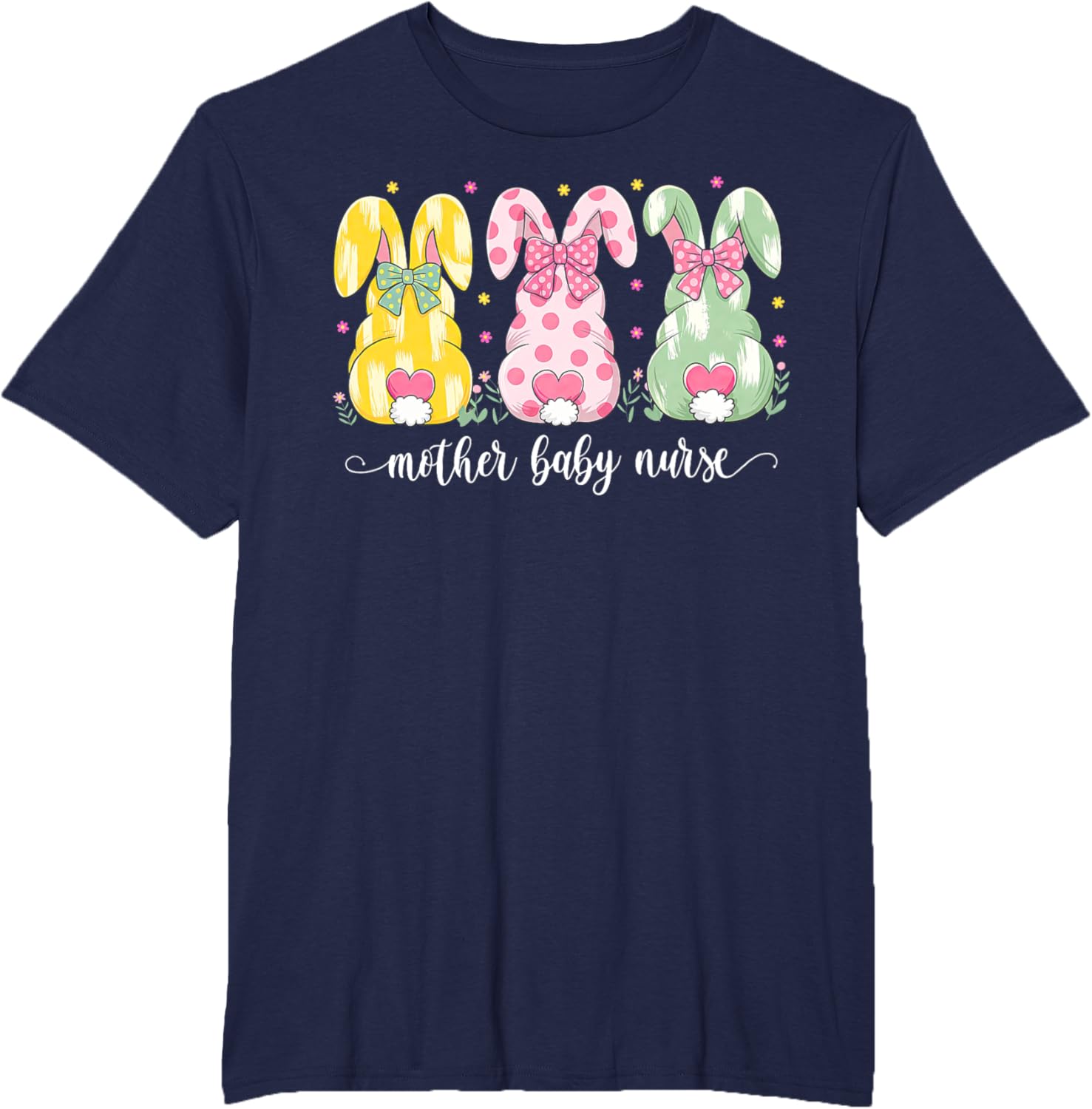 Mother Baby Nurse Bunny Coquette Bow Easter Postpartum Nurse T-Shirt