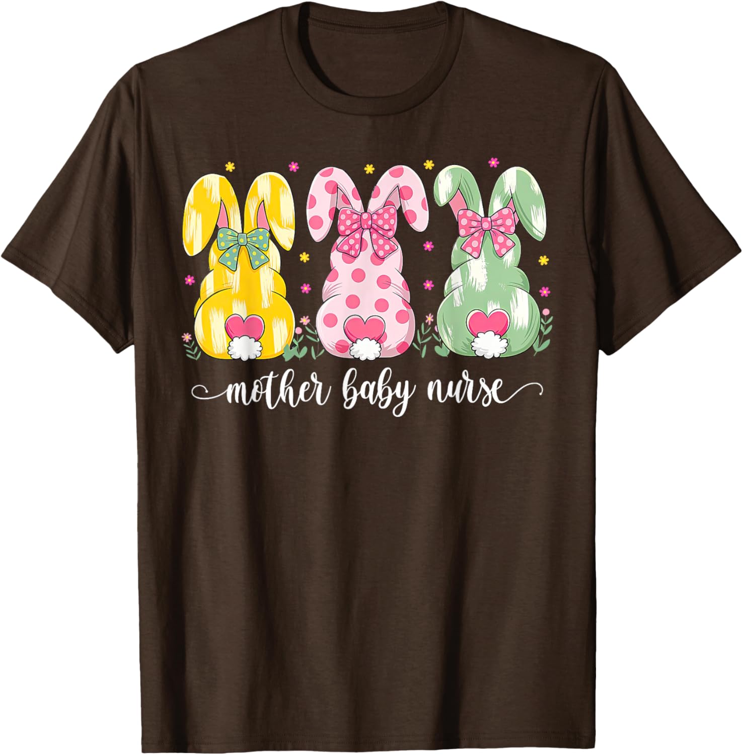 Mother Baby Nurse Bunny Coquette Bow Easter Postpartum Nurse T-Shirt