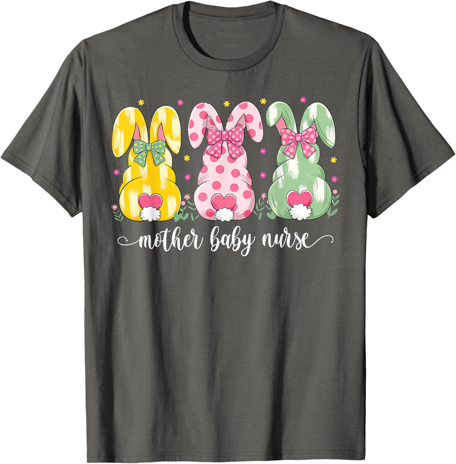 Mother Baby Nurse Bunny Coquette Bow Easter Postpartum Nurse T-Shirt