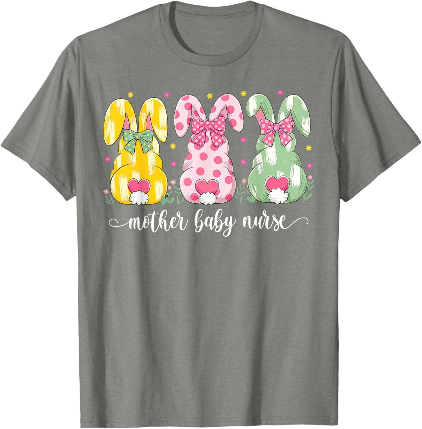 Mother Baby Nurse Bunny Coquette Bow Easter Postpartum Nurse T-Shirt