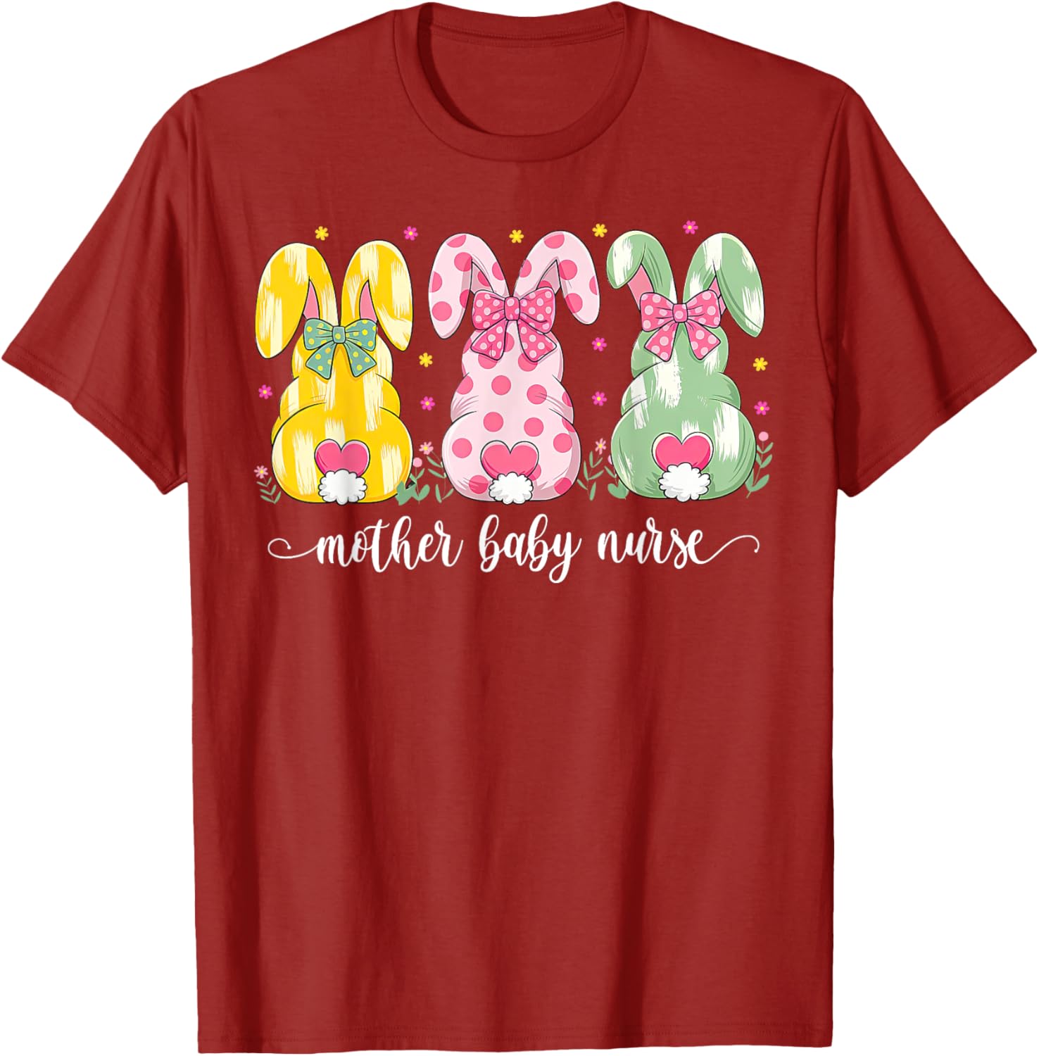 Mother Baby Nurse Bunny Coquette Bow Easter Postpartum Nurse T-Shirt