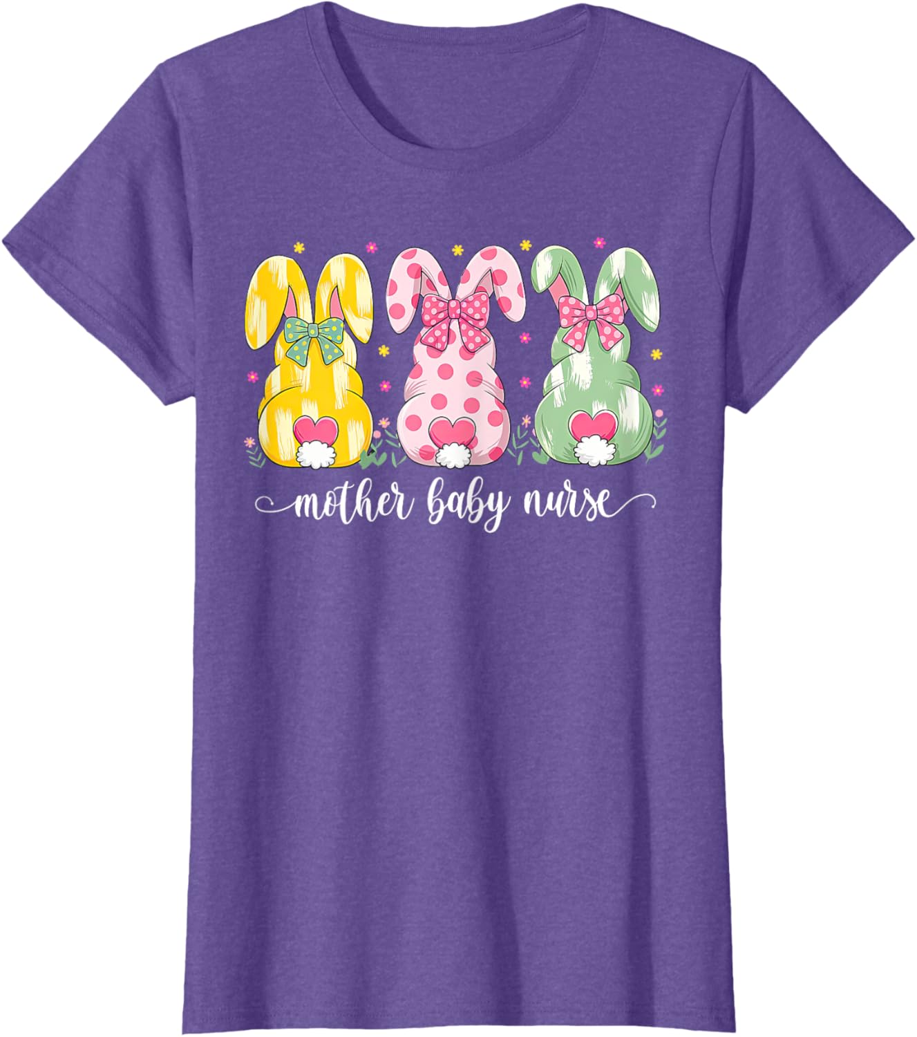 Mother Baby Nurse Bunny Coquette Bow Easter Postpartum Nurse T-Shirt