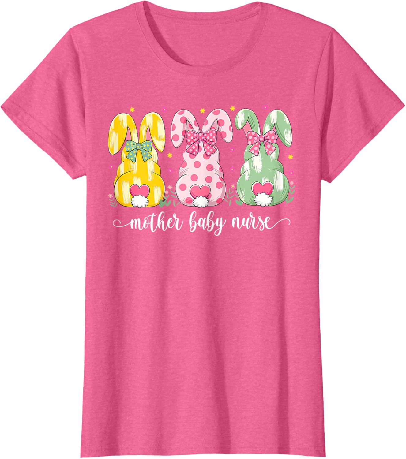 Mother Baby Nurse Bunny Coquette Bow Easter Postpartum Nurse T-Shirt