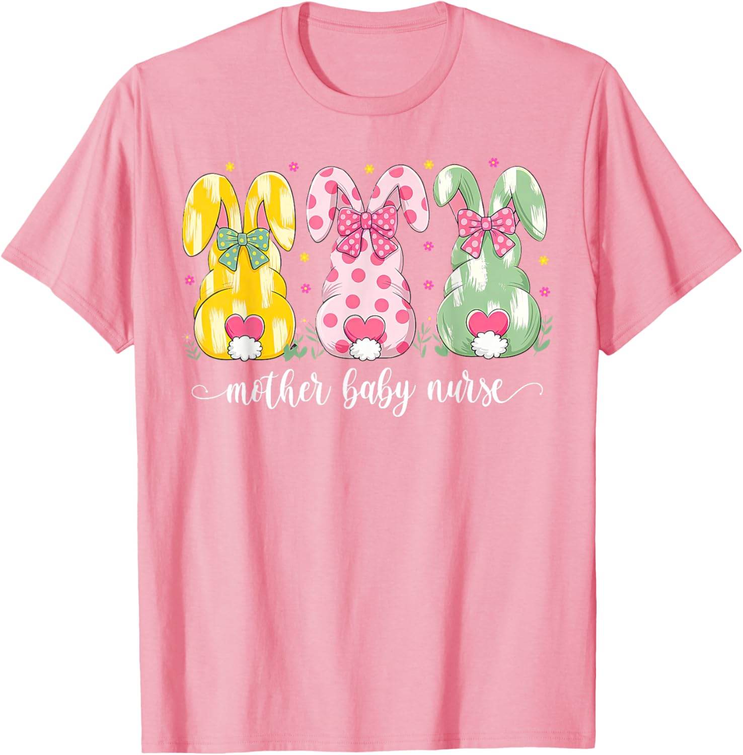 Mother Baby Nurse Bunny Coquette Bow Easter Postpartum Nurse T-Shirt