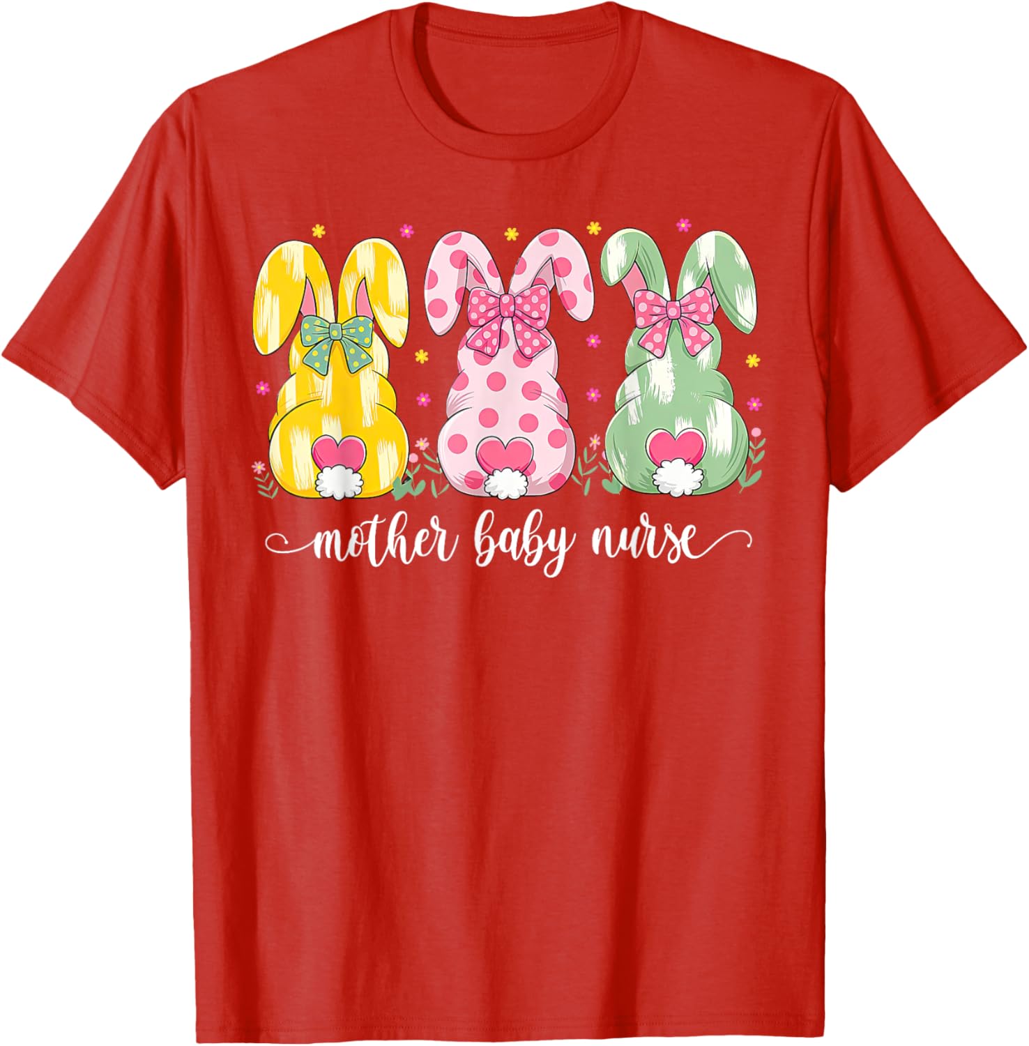 Mother Baby Nurse Bunny Coquette Bow Easter Postpartum Nurse T-Shirt