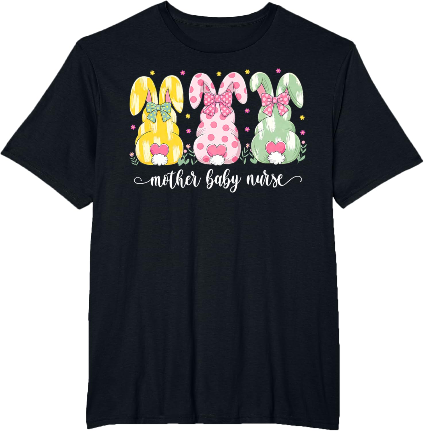 Mother Baby Nurse Bunny Coquette Bow Easter Postpartum Nurse T-Shirt