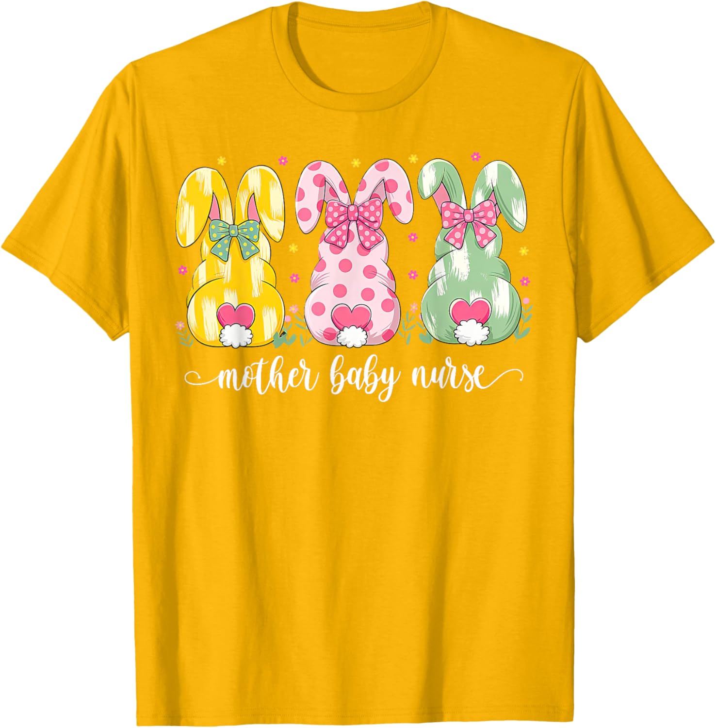 Mother Baby Nurse Bunny Coquette Bow Easter Postpartum Nurse T-Shirt