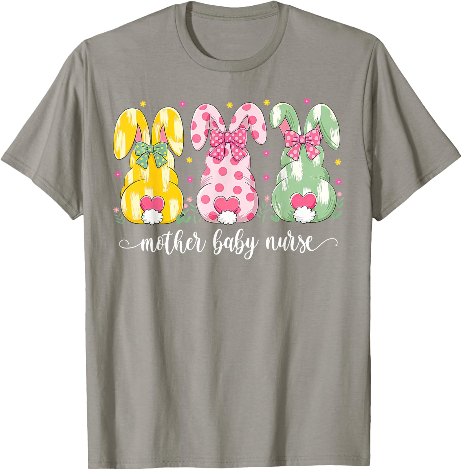 Mother Baby Nurse Bunny Coquette Bow Easter Postpartum Nurse T-Shirt