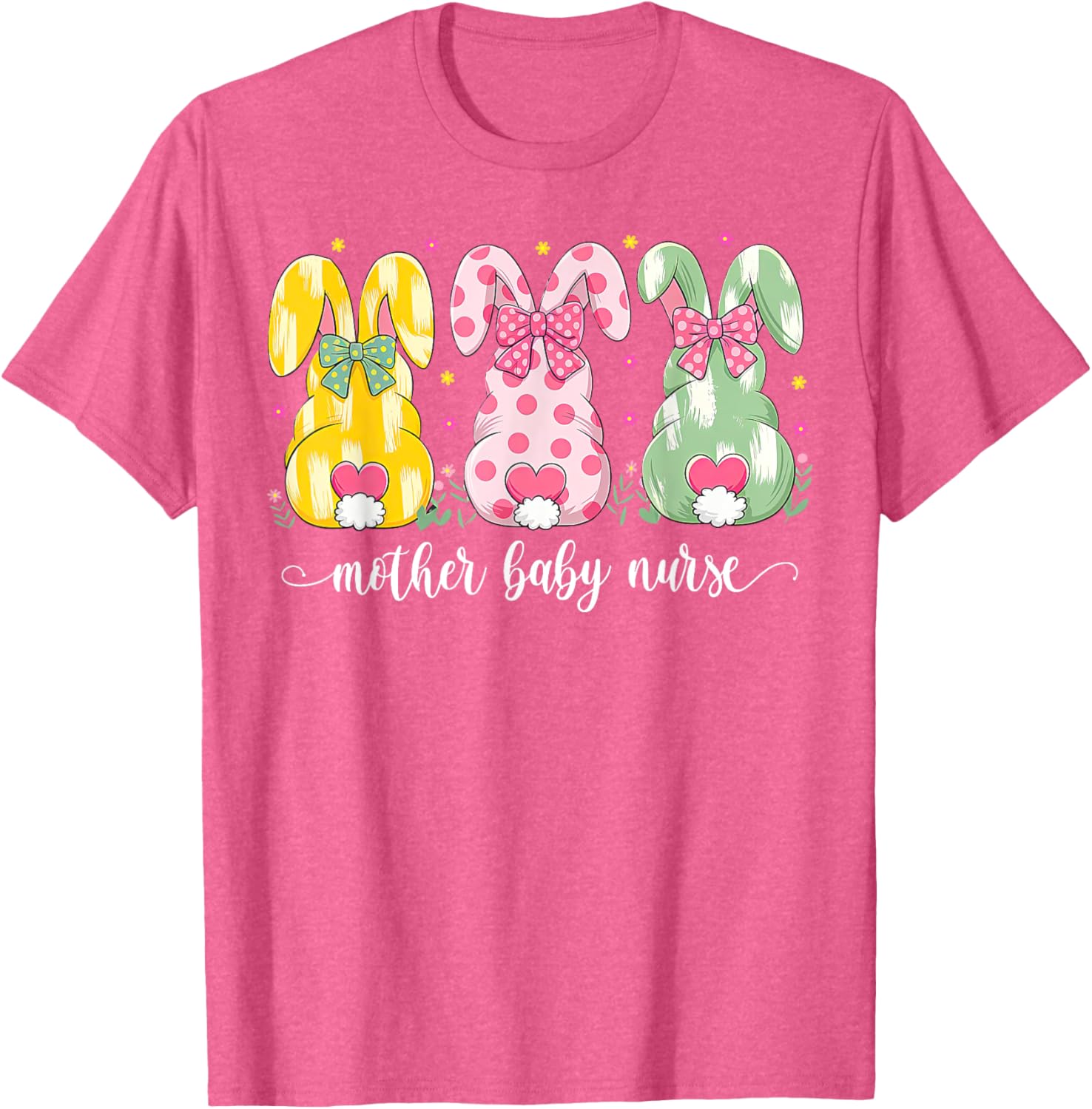 Mother Baby Nurse Bunny Coquette Bow Easter Postpartum Nurse T-Shirt