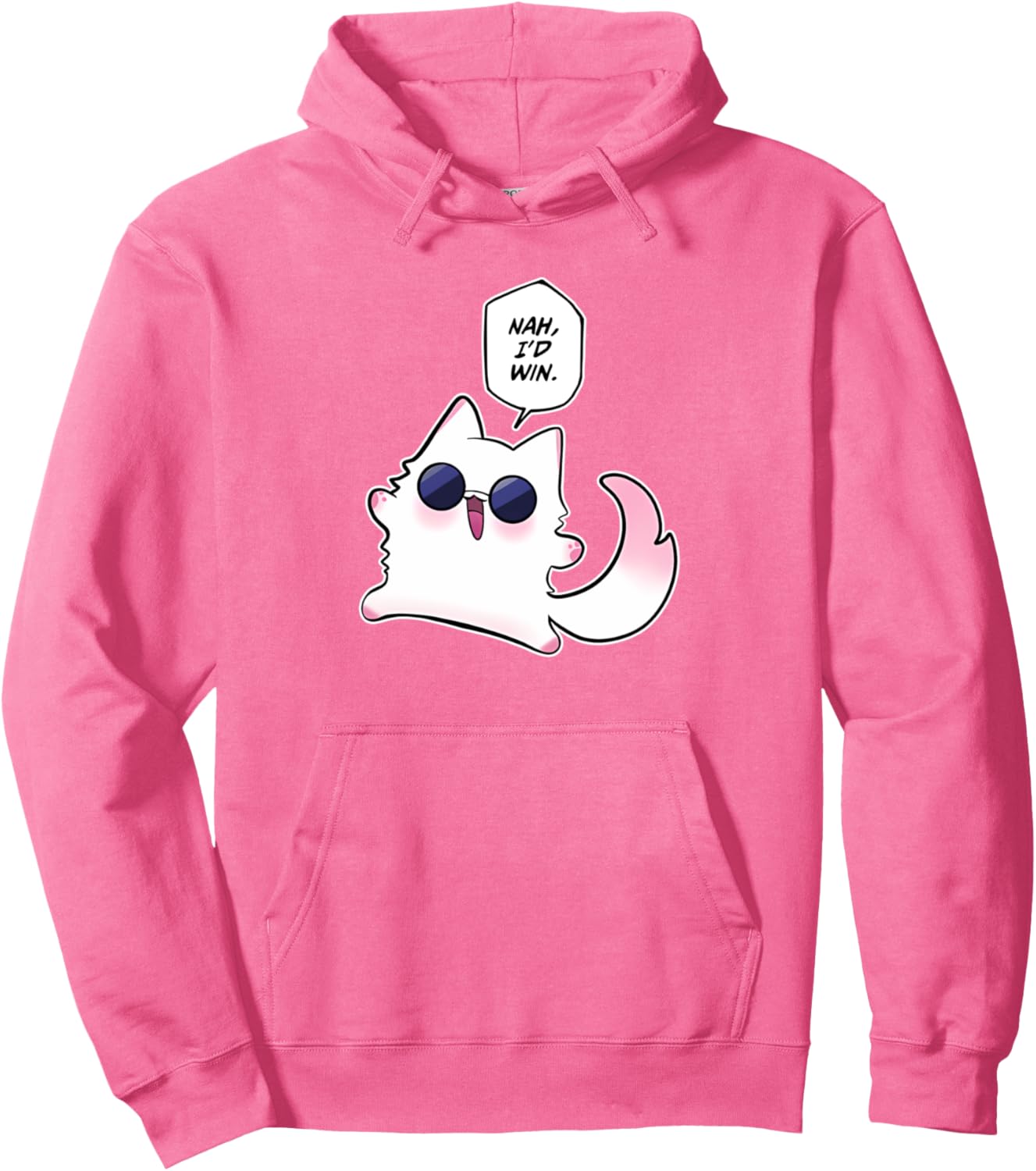 Nah I'd Win Gojo Cat Meme Pullover Hoodie