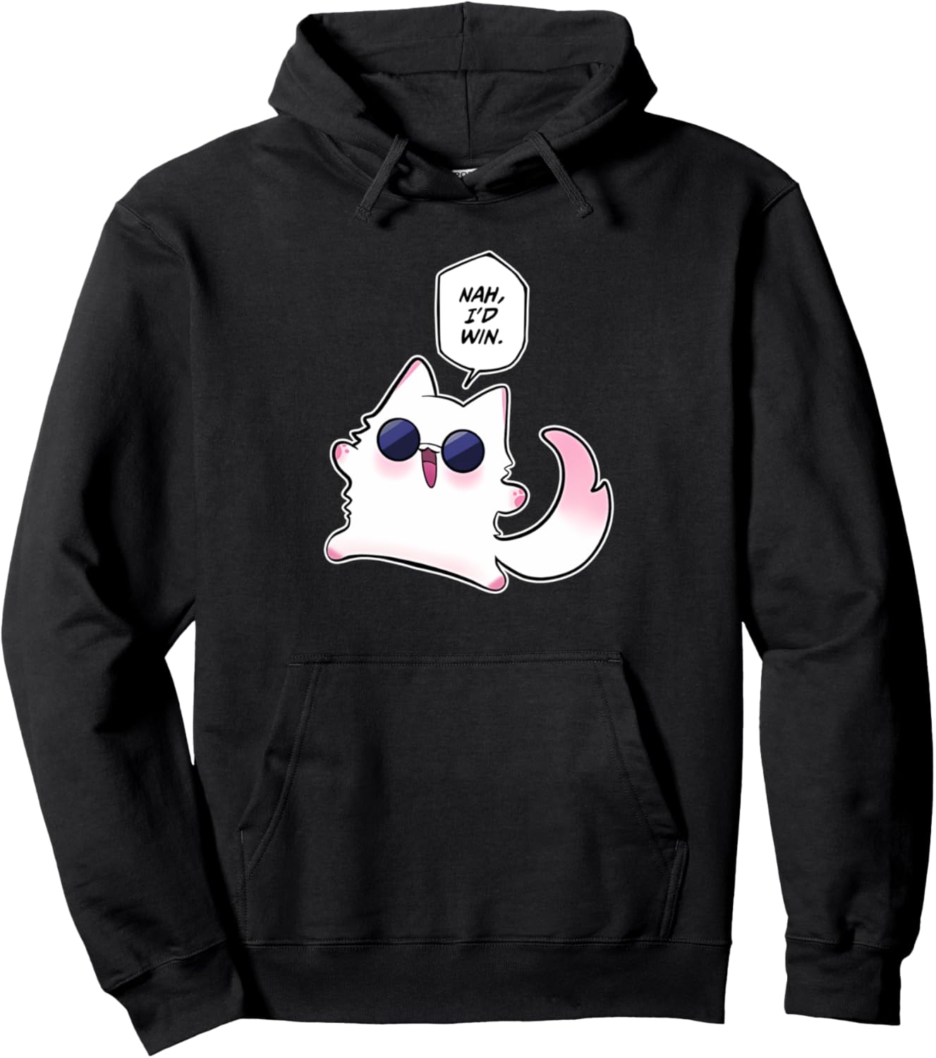 Nah I'd Win Gojo Cat Meme Pullover Hoodie