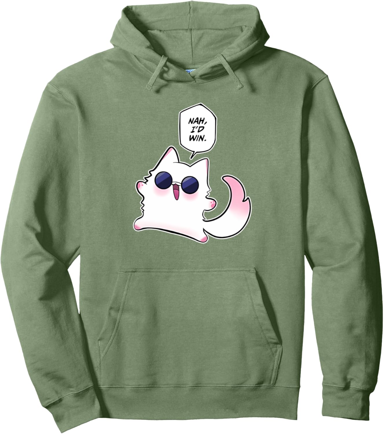 Nah I'd Win Gojo Cat Meme Pullover Hoodie